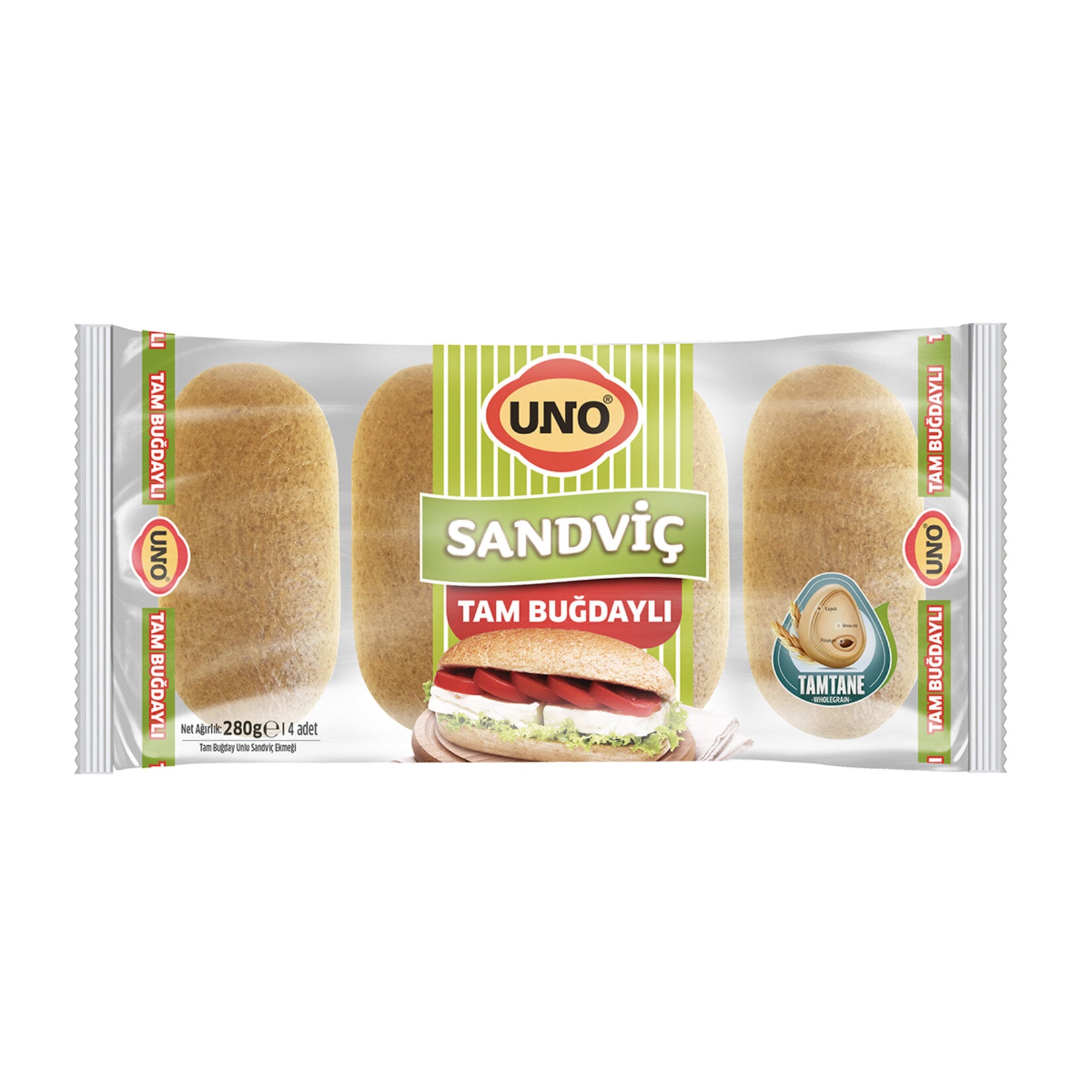 Uno Tam Buğday Unlu Sandviç Ekmeği 280 G