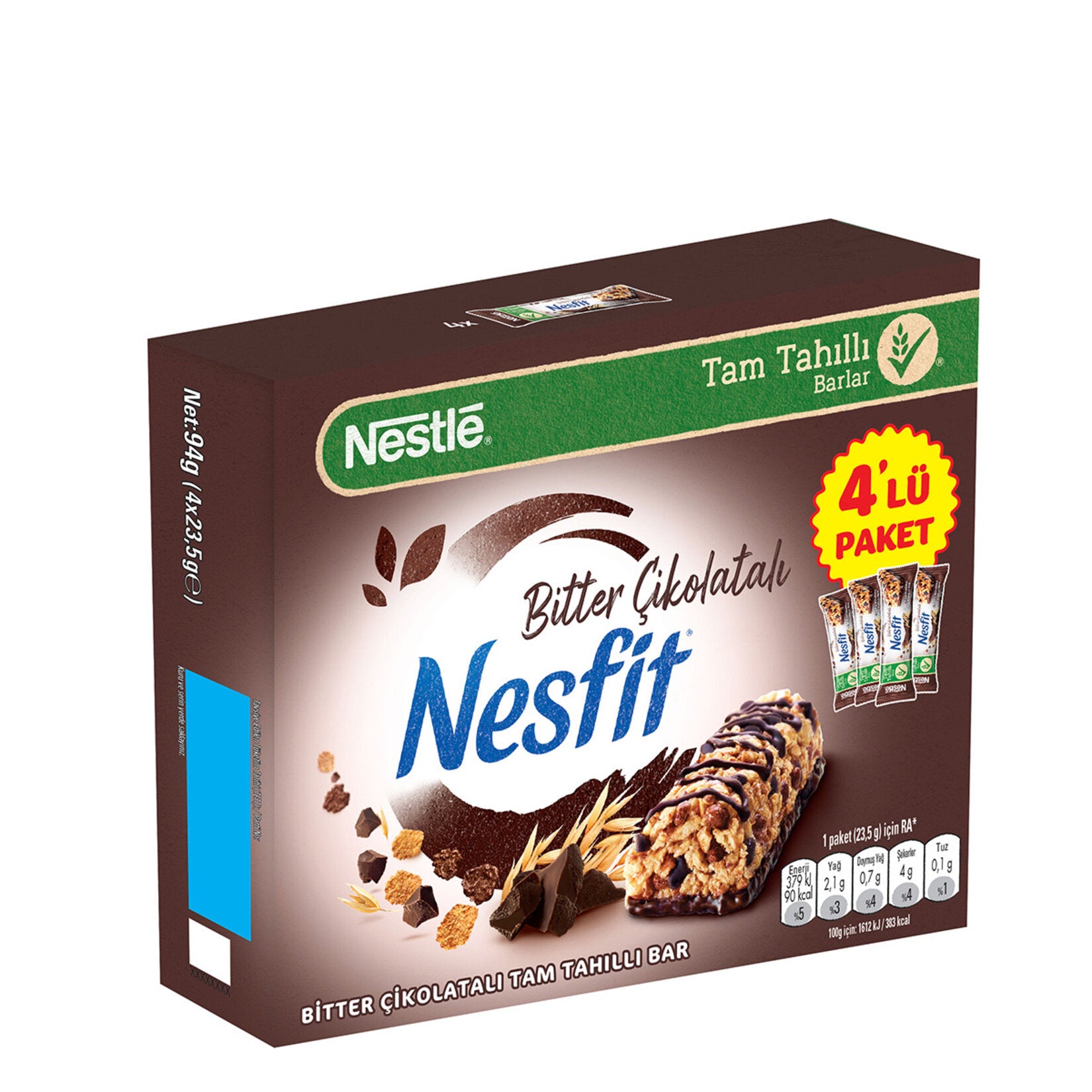 Nestle Nesfit Dark Chocolate Whole Grain Bar 4 x 23.5 G