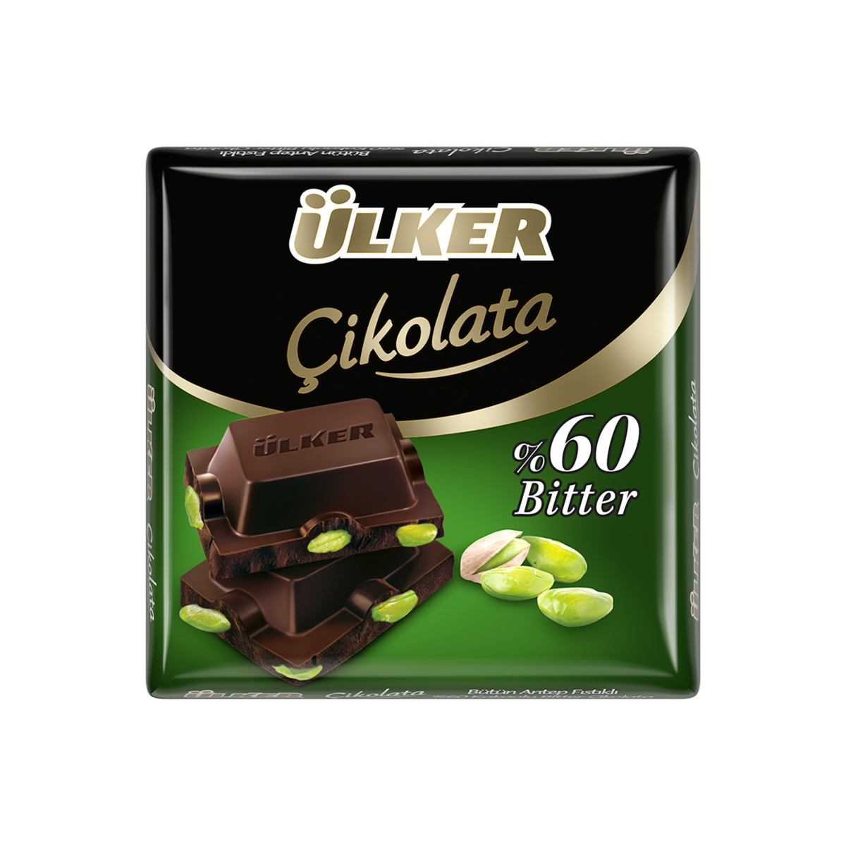 Ülker Whole Pistachio 60% Dark Chocolate (Bütün Antep Fıstıklı %60 Bitter Çikolata) 65 G