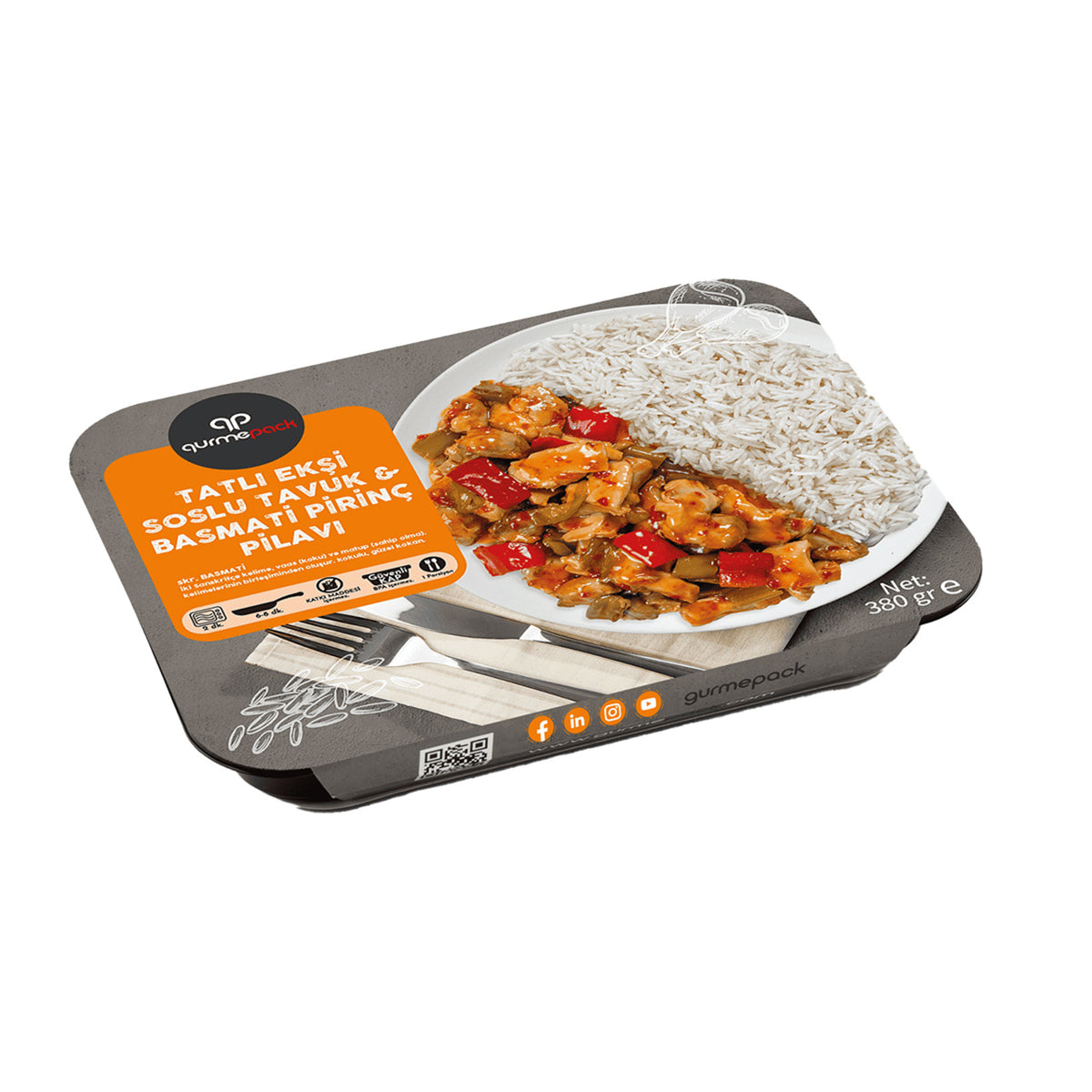 Gurmepack Sweet and Sour Chicken (Tatlı Ekşi Soslu Tavuk) & Basmati Rice Pilaf 380g
