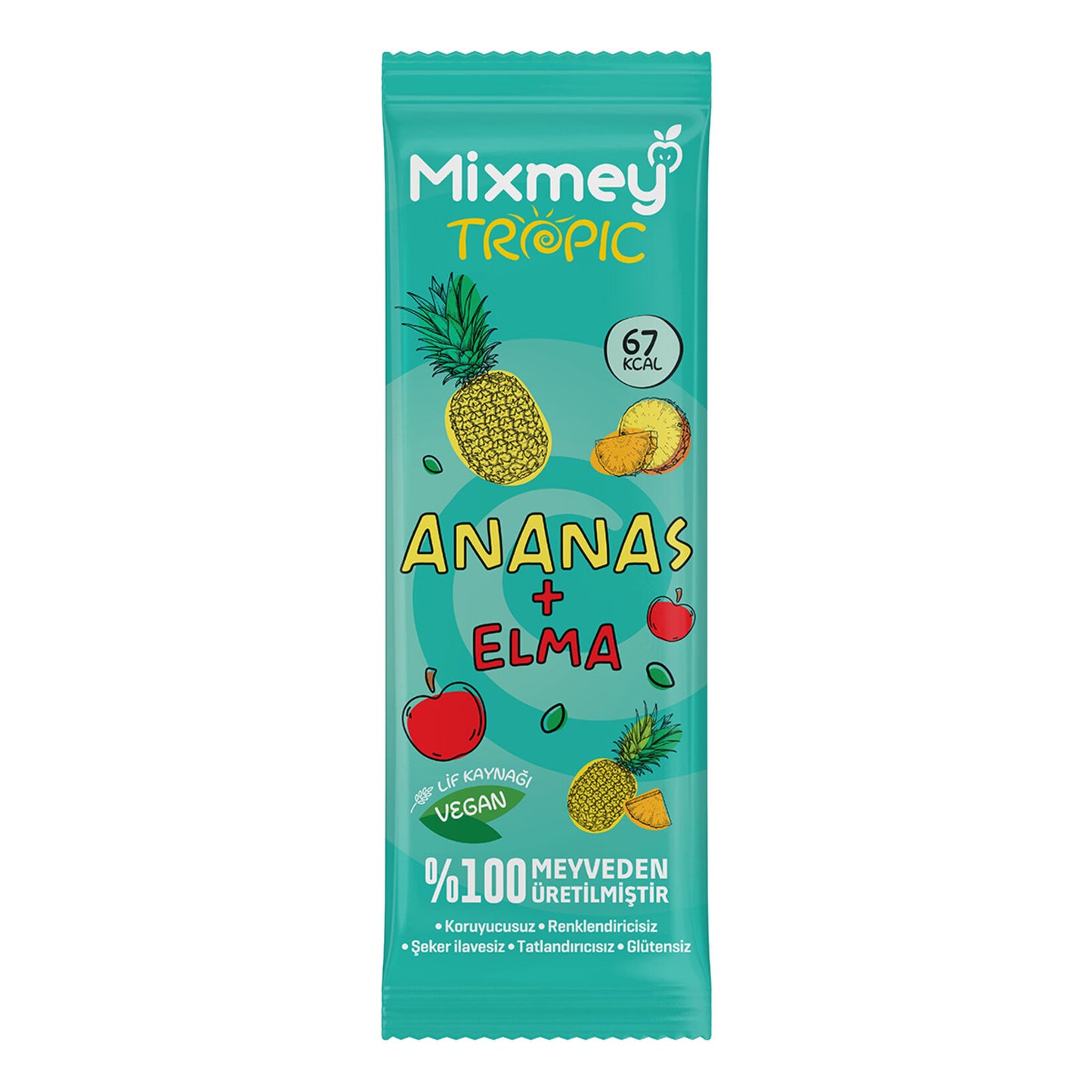 Mixmey Apple and Pineapple Tropical Fruit Bar (Elmalı ve Ananaslı Tropic Meyve Bar) 20g