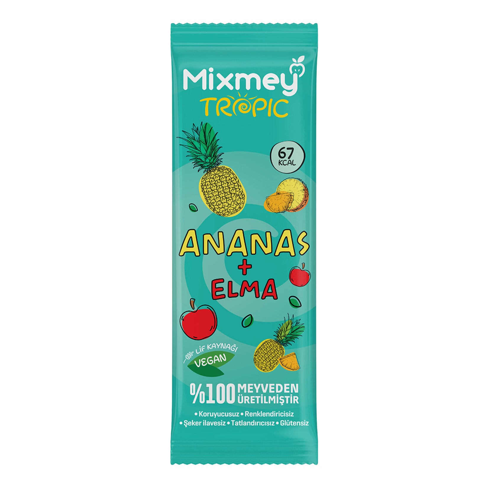 Mixmey Apple and Pineapple Tropical Fruit Bar (Elmalı ve Ananaslı Tropic Meyve Bar) 20g