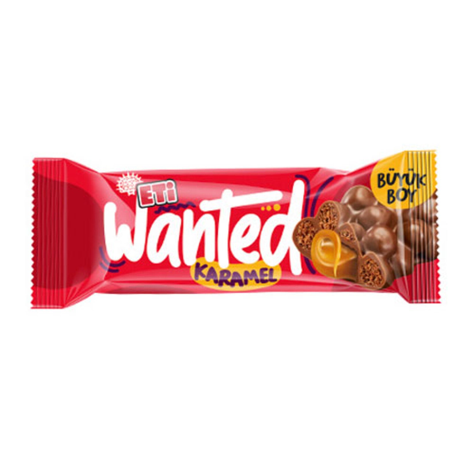 Eti Wanted Milk Chocolate Coated Corn and Wheat Crispy Caramel Bar 32g