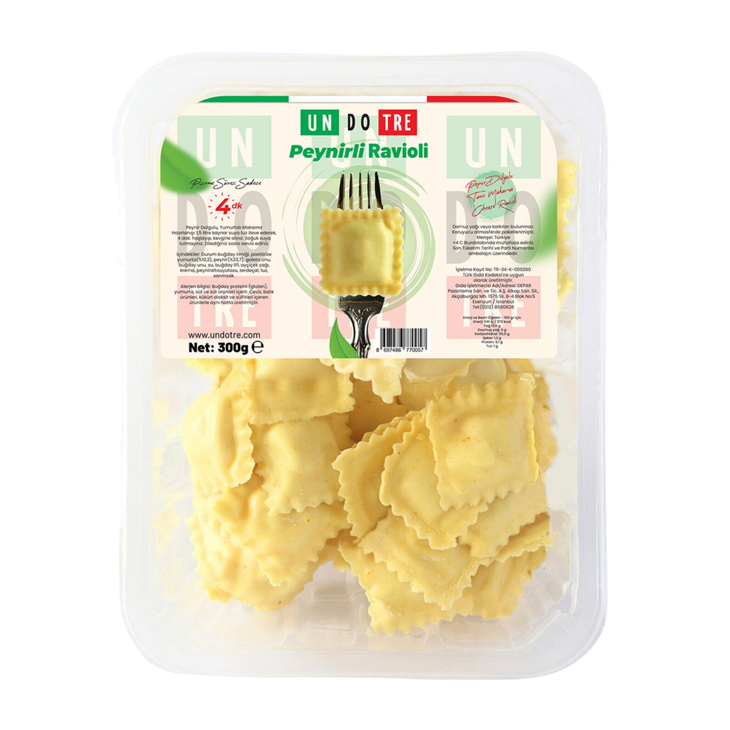 Un Do Tre Peynirli Ravioli 300 G