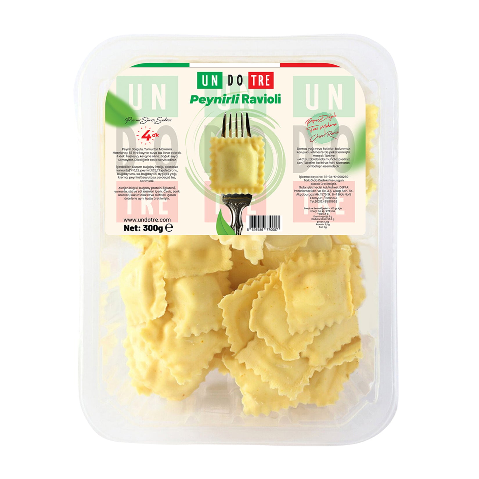 Un Do Tre Peynirli Ravioli 300 G