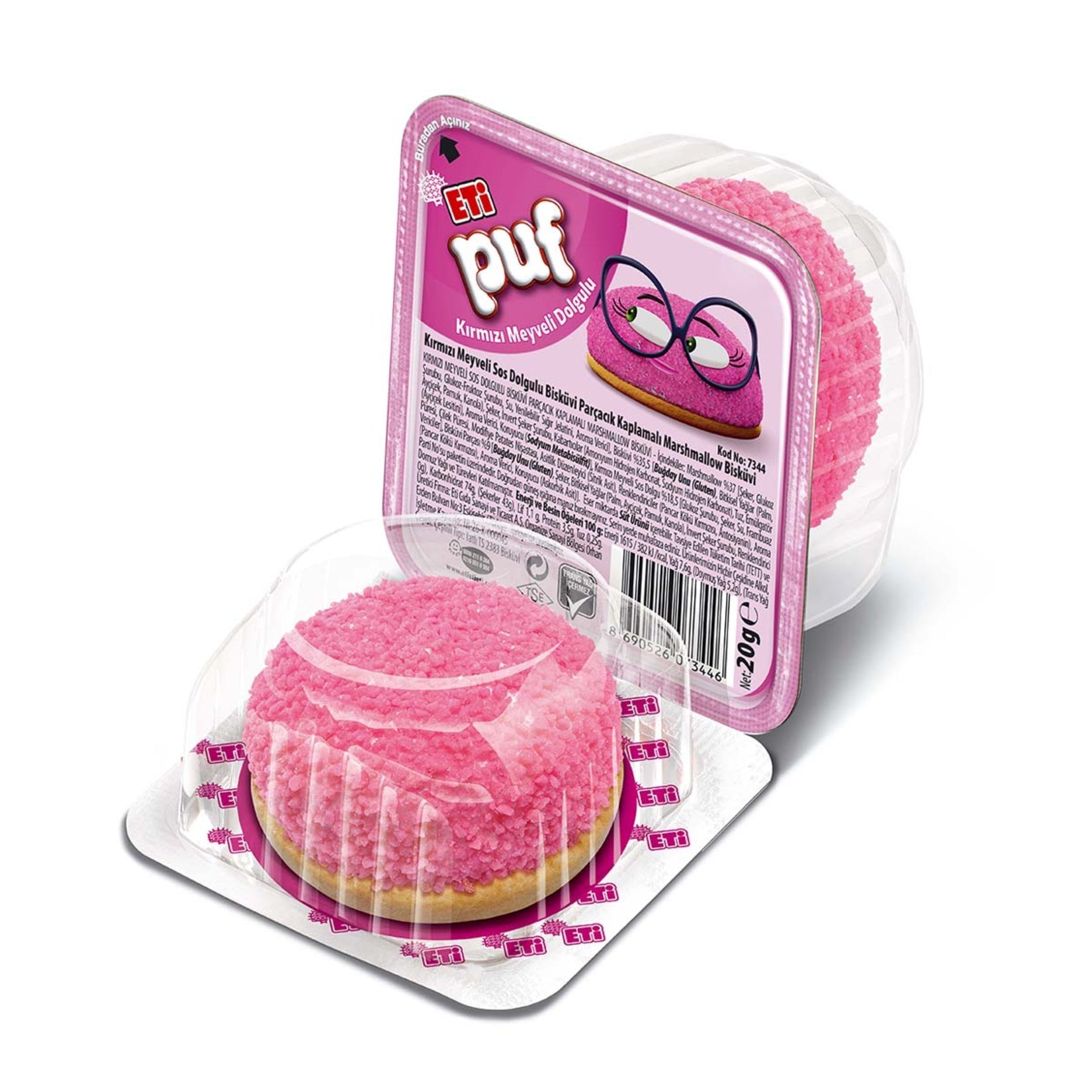 Eti Puff Biscuit with Red Fruit Filling (Puf Kırmızı Meyve Dolgulu Bisküvi) 20 G