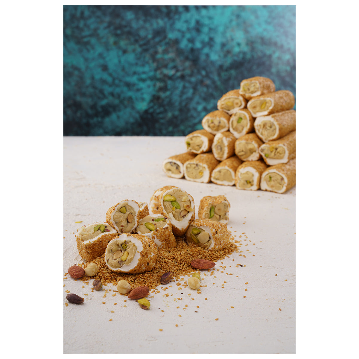 Hurrem Sultan Tahini Sesame Pistachio Hazelnut Almond Stuffed Delight (Hürrem Sultan Tahin Susam Antep Fıstık Fındık Badem Dolma Lokum) Kg