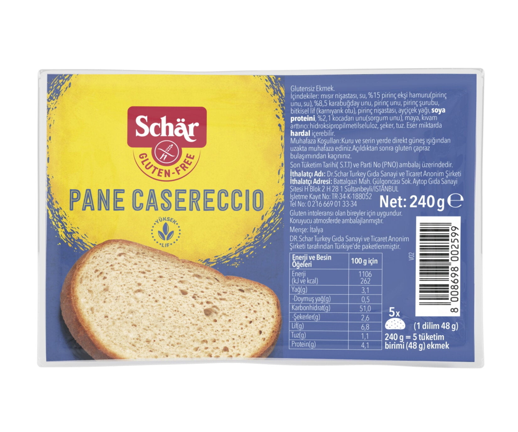 Schar Glutensiz Ev Ekmeği Pane Casereccio 240 G