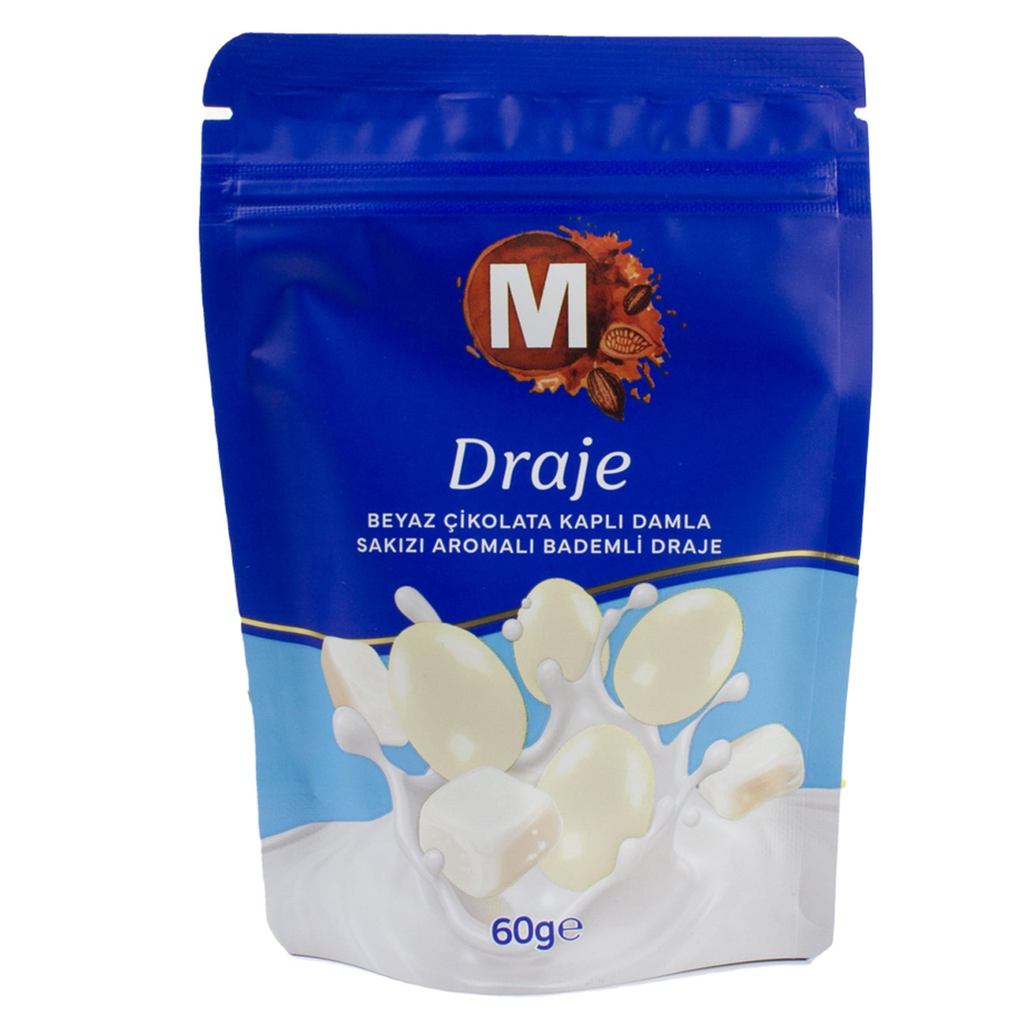Migros White Chocolate Coated Mastic Flavored Almond Dragee 60g