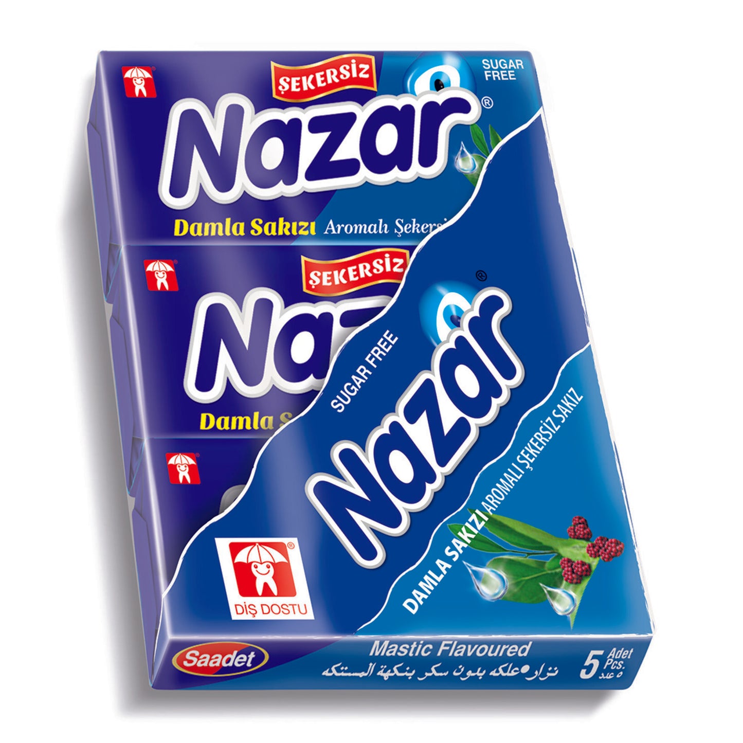 Nazar Damla Sakızı Aromalı Şekersiz Sakız 3'lü 21 G