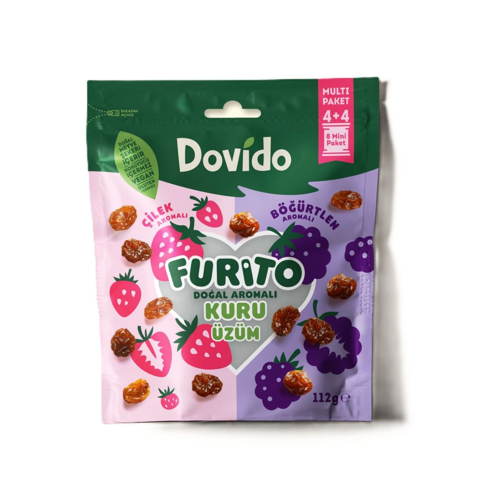 Dovido Multi Furito Grape with Strawberry & Blackberry Flavor (Çilek&Böğürtlen Aromalı Üzüm) 112 G