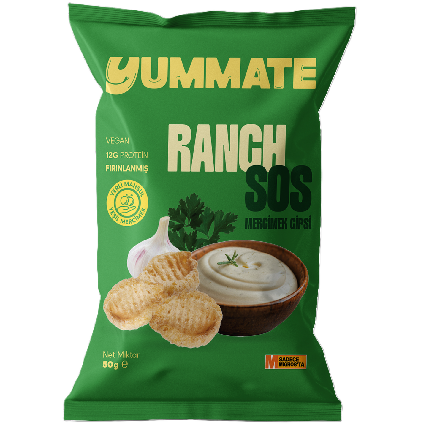 Yummate Ranch Flavored Lentil Chips 50g