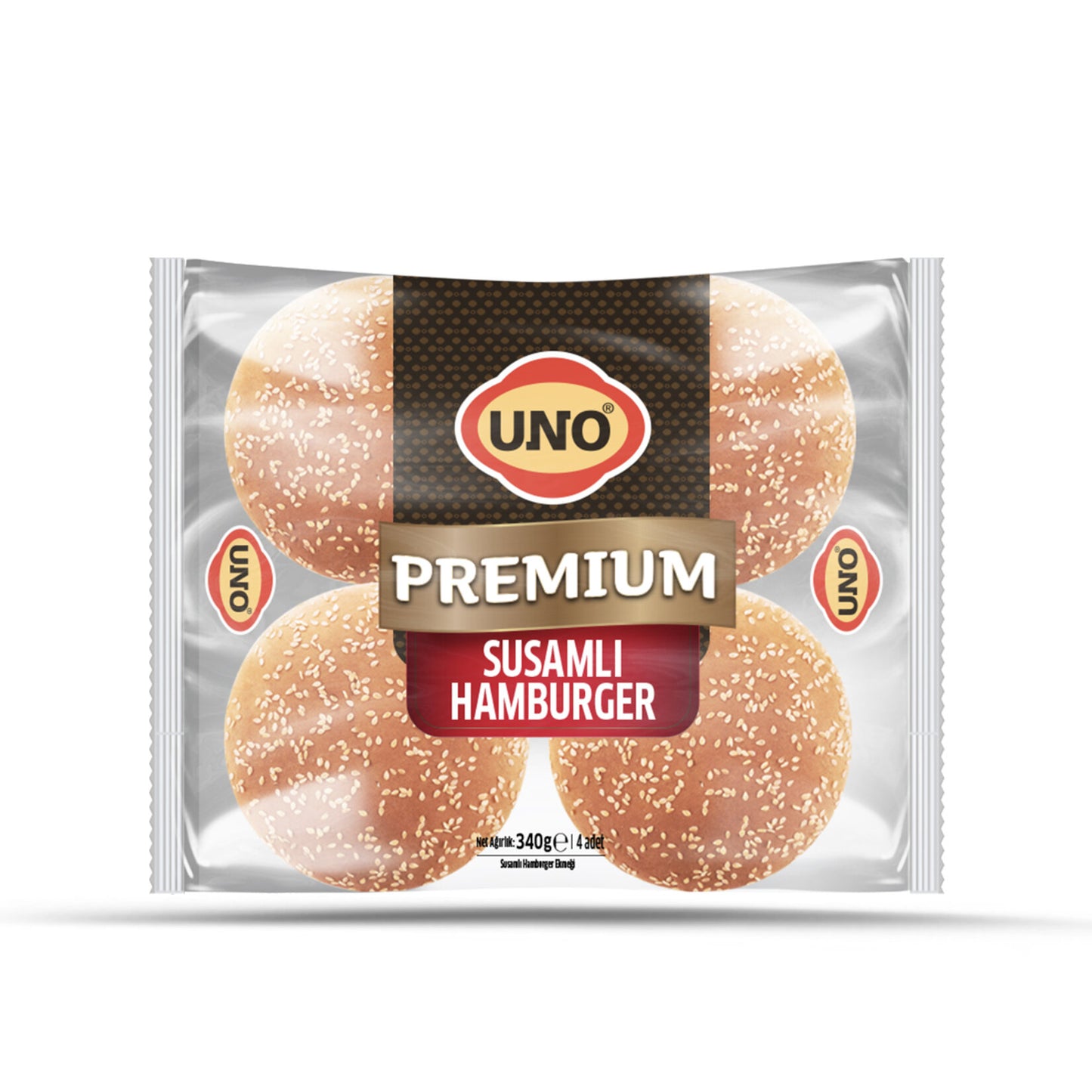 Uno Premium Sesame Hamburger Buns (Hamburger Ekmeği) 4-Pack 340g