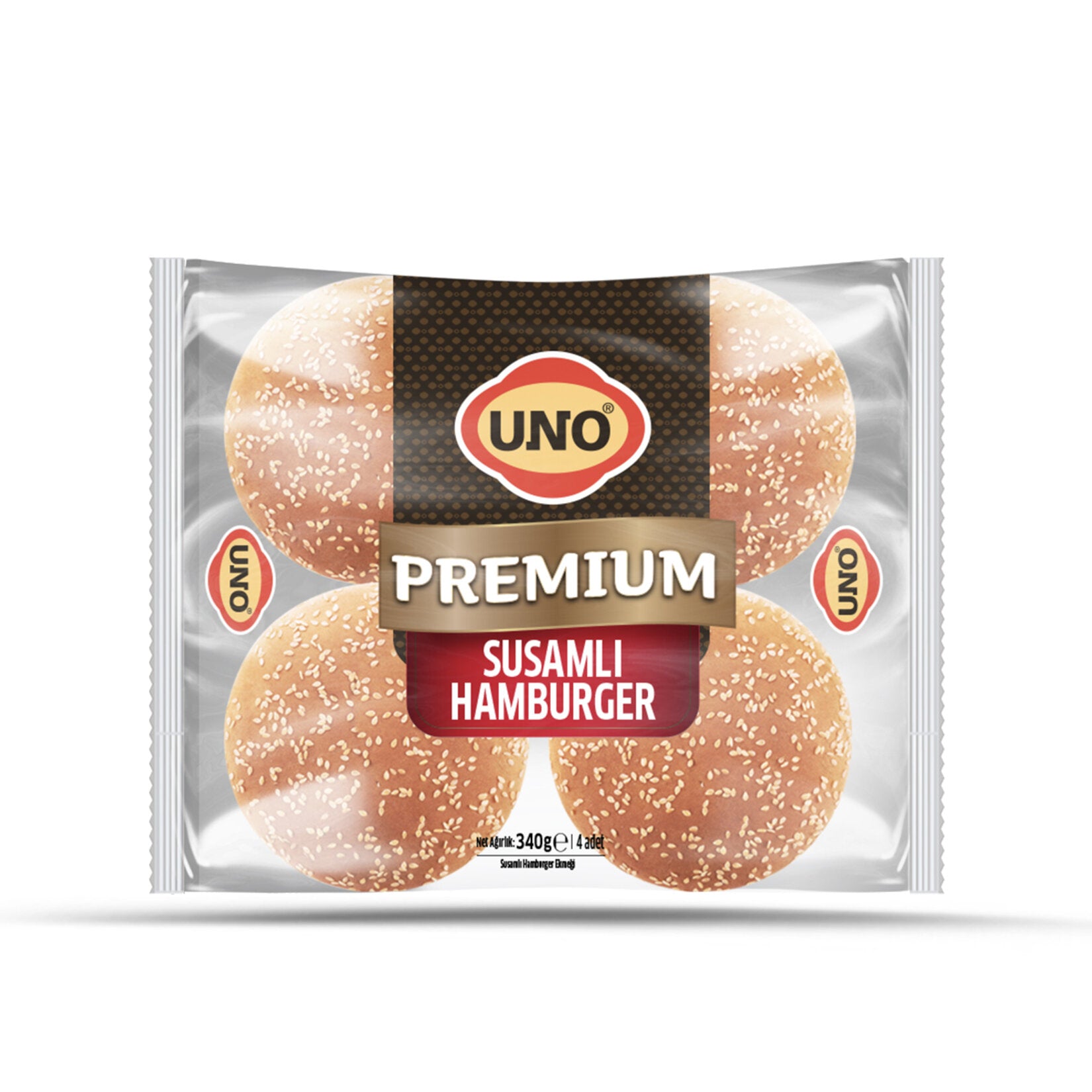 Uno Premium Sesame Hamburger Buns (Hamburger Ekmeği) 4-Pack 340g