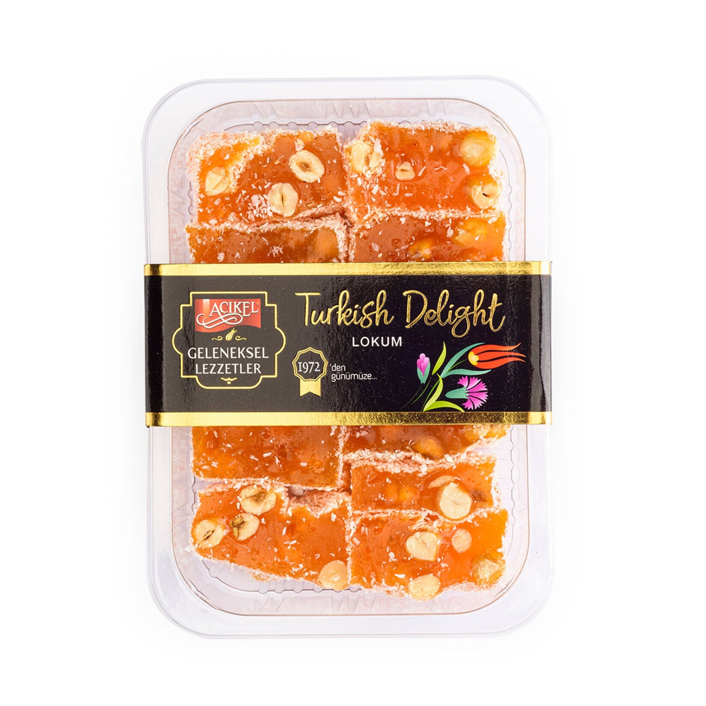 Açıkel Orange Flavored Hazelnut Delight (Portakal Aromalı Fındıklı Lokum) 400g