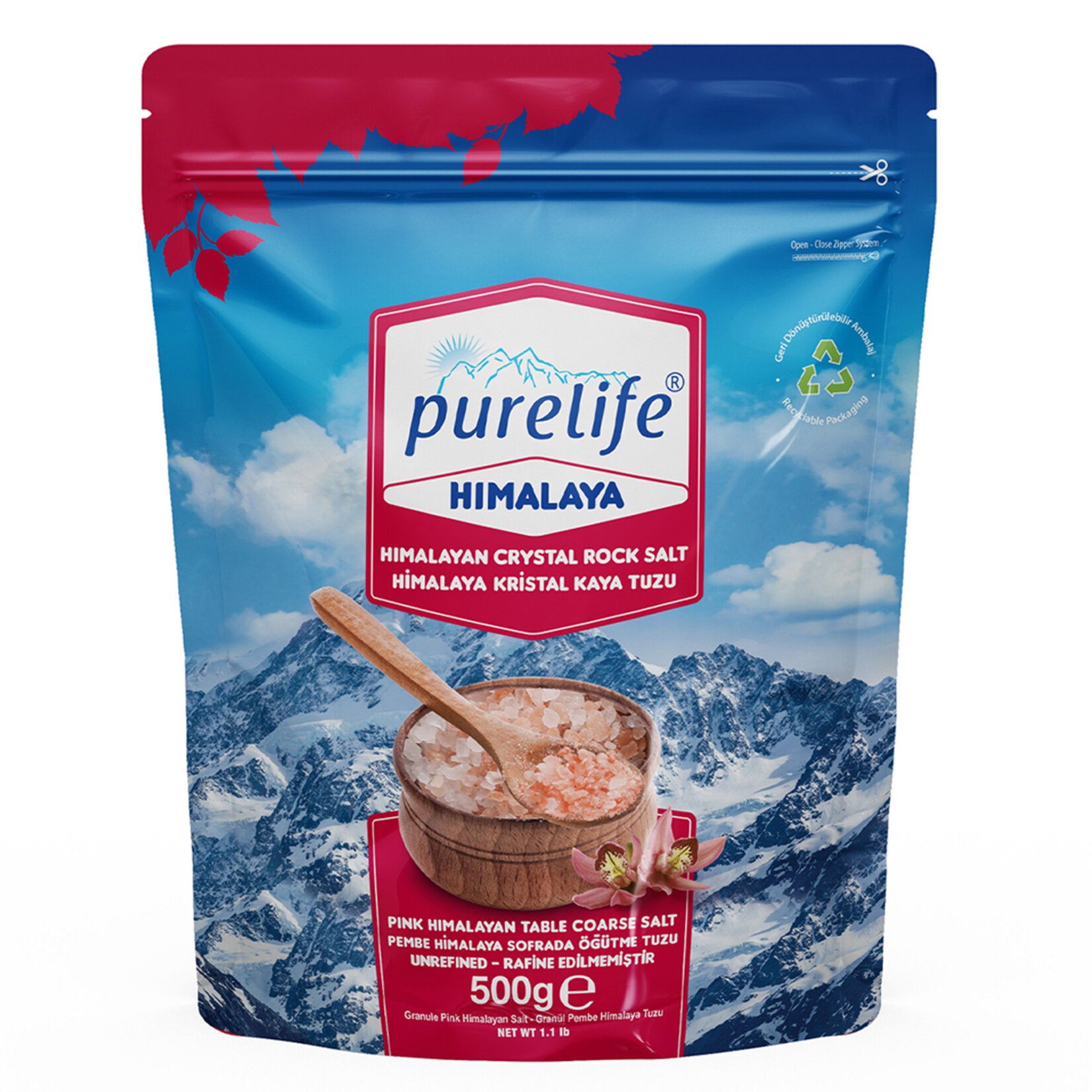 Purelife Himalaya Tuzu Pembe Granül Sofrada Öğütme 500 G