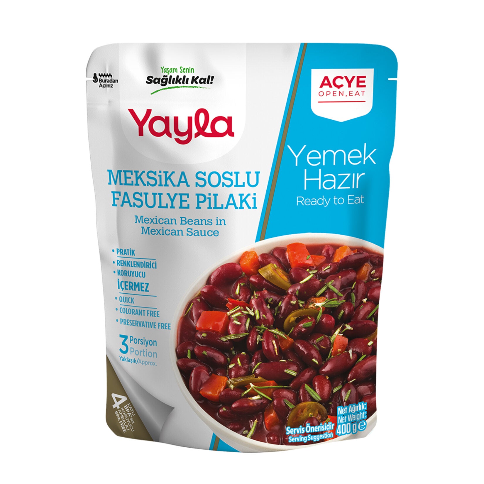 Yayla Ready Meal Mexican Sauce Pilaki (Yemek Hazır Meksika Soslu Pilaki) 400 G
