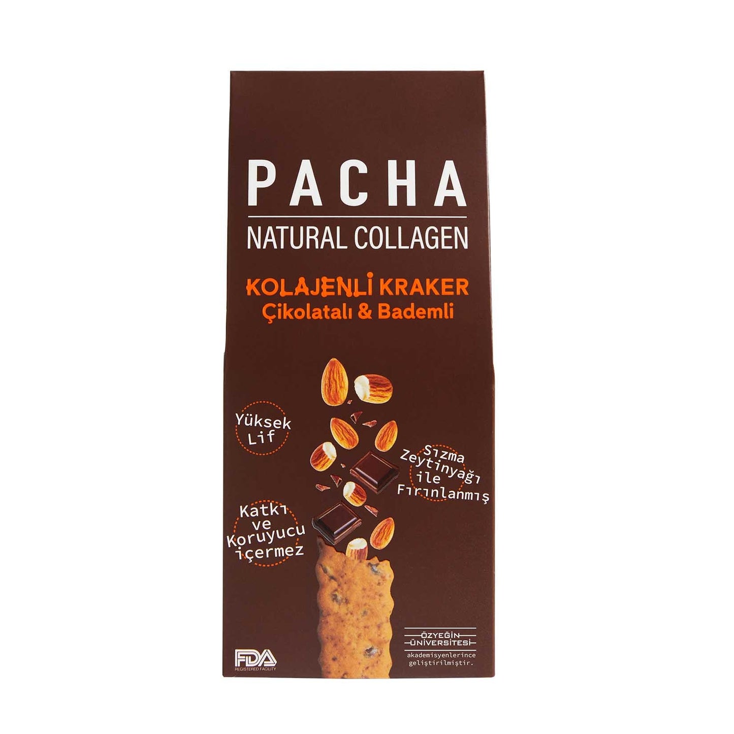 Pacha Natural Collagen Chocolate Almond Crackers (Çikolata Badem Kolajenli Kraker) 50 G