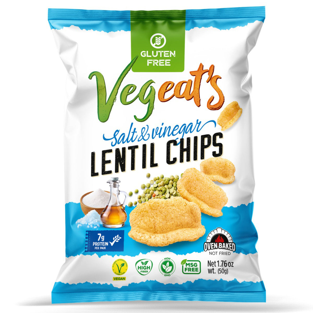 Vegeat's Salt and Vinegar Flavored Lentil Chips (Mercimek Cipsi) 50 G