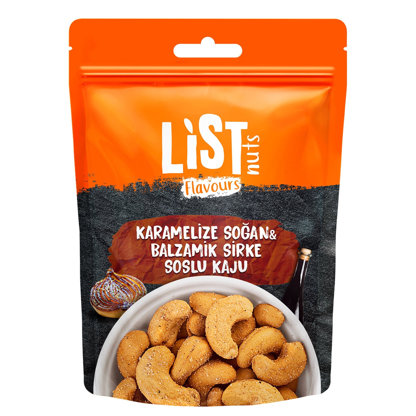 List Nuts Flavours Caramelized Onion Balsamic Vinegar Cashew (Karamelize Soğan Balzamik Sirkeli Kaju) 100 G