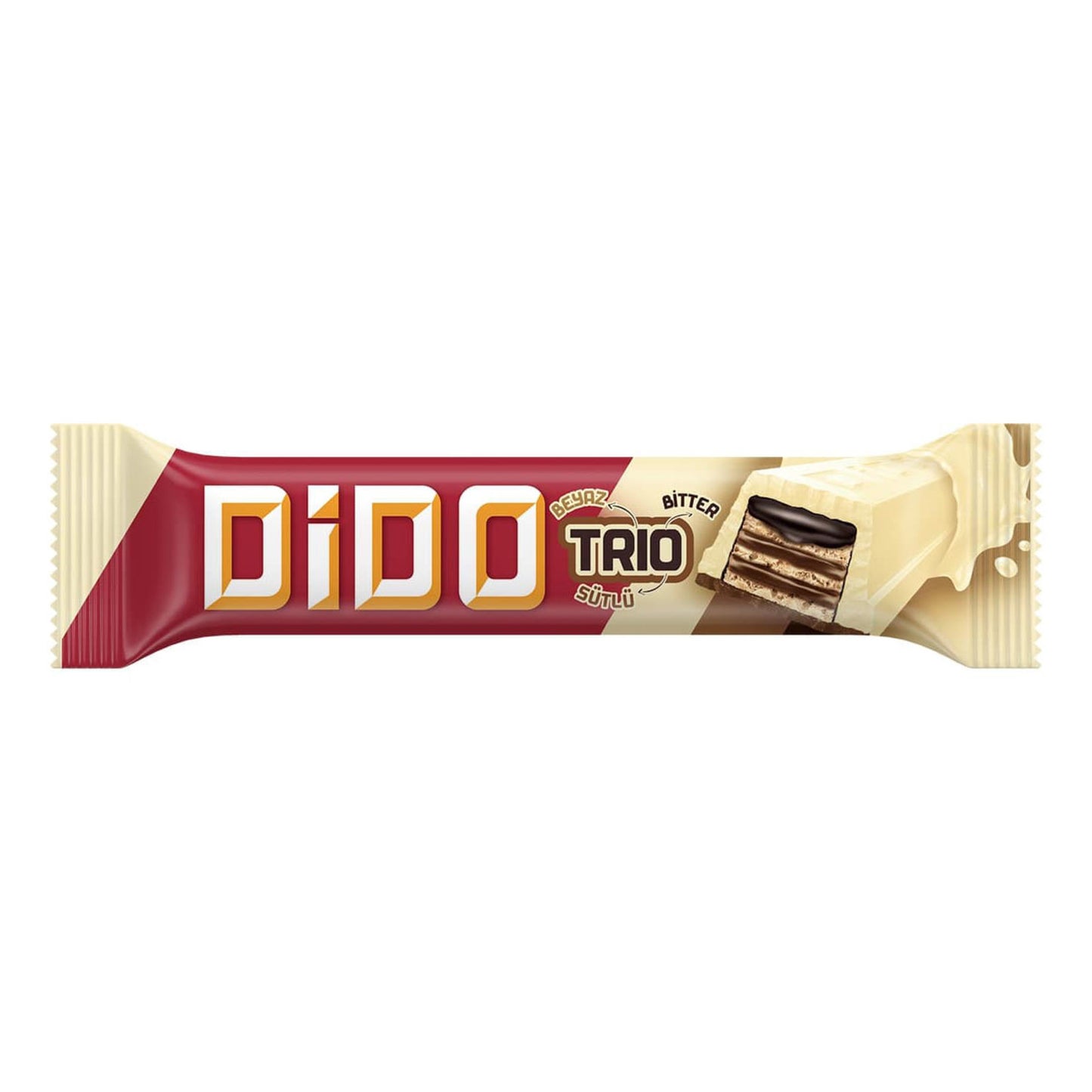 Ülker Dido Trio White Milk Dark Chocolate Wafer (Beyaz Sütlü Bitter Çikolatalı Gofret) 36.5 G