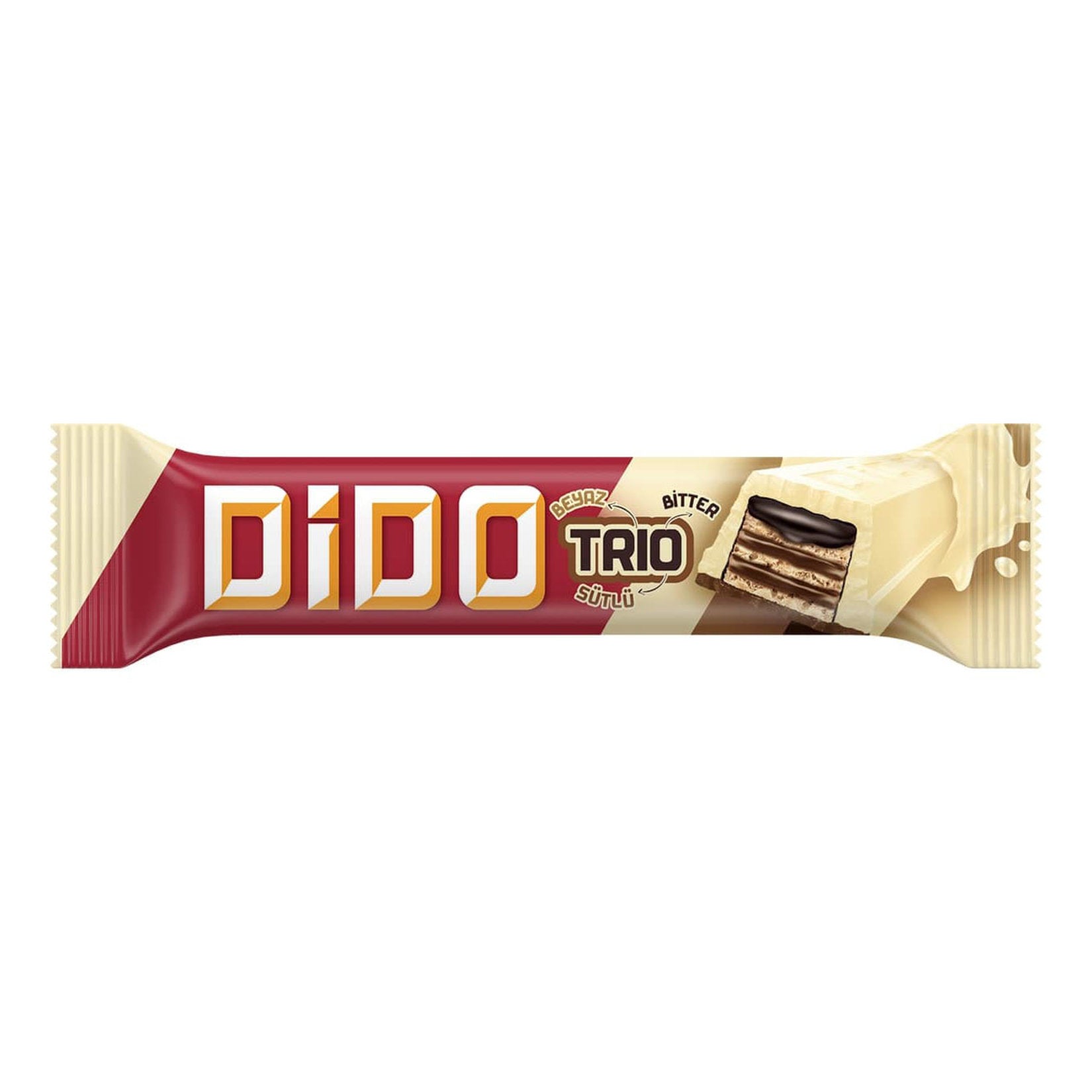 Ülker Dido Trio White Milk Dark Chocolate Wafer (Beyaz Sütlü Bitter Çikolatalı Gofret) 36.5 G