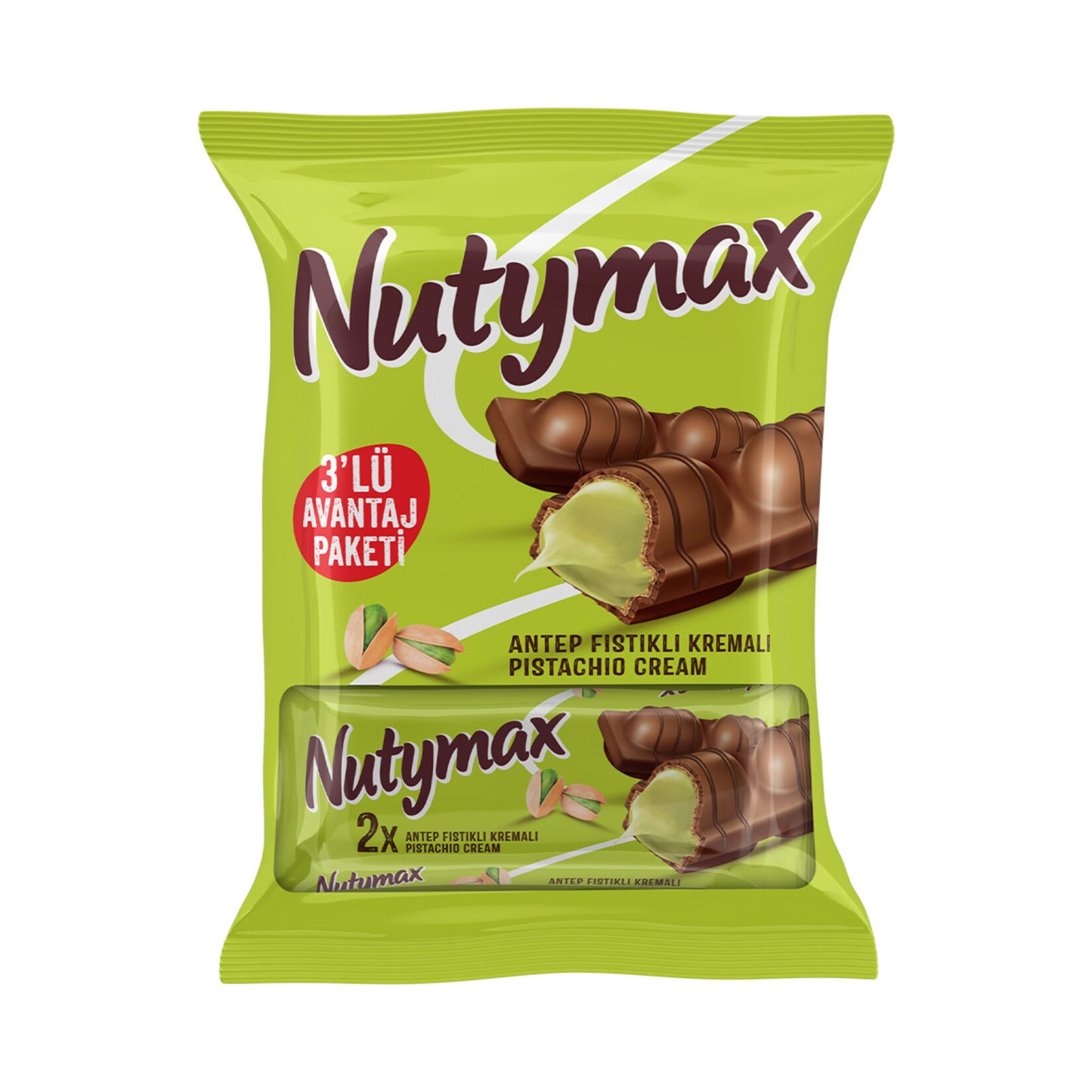 Nutymax Pistachio Cream Wafer (Antep Fıstıklı Kremalı Gofret) 3 x 44 G
