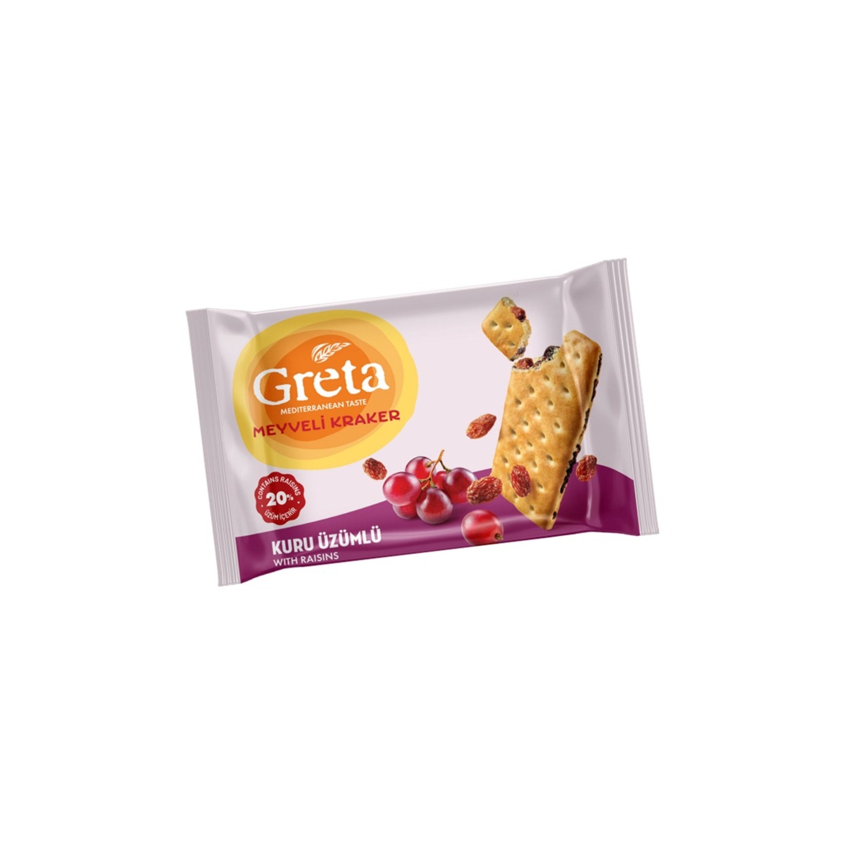 Greta Dried Fruit and Raisin Crackers (Kuru Üzümlü Meyveli Kraker) 4-pack 37.5g