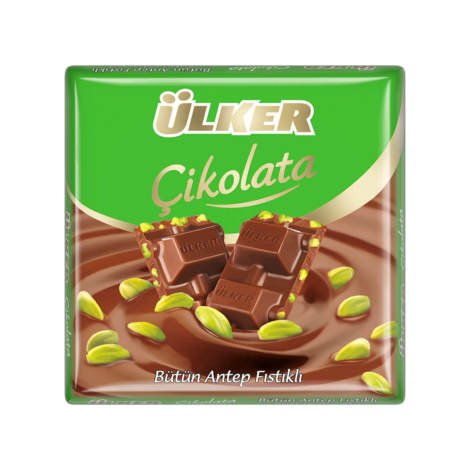 Ülker Whole Pistachio Milk Chocolate Square (Bütün Antep Fıstıklı Sütlü Kare Çikolata) 65 G