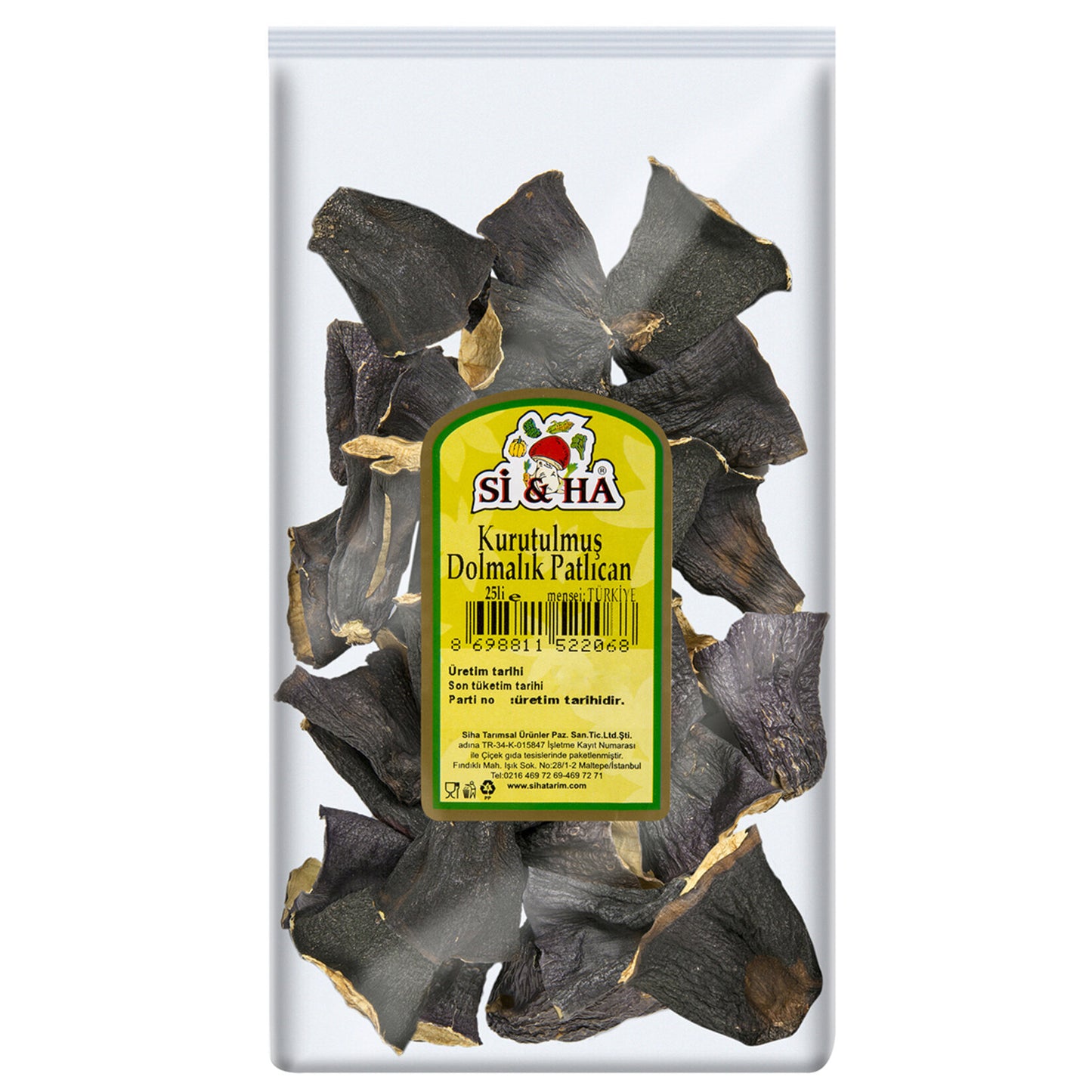 Si&Ha Kurutulmuş Dolmalık Patlıcan 25'li Paket Adet