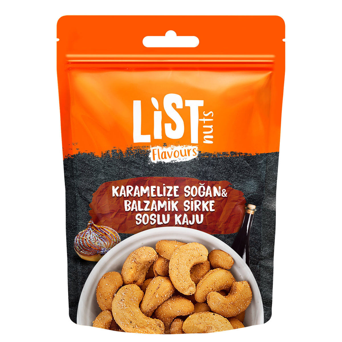 List Nuts Flavours Caramelized Onion Balsamic Vinegar Cashew (Karamelize Soğan Balzamik Sirkeli Kaju) 100 G