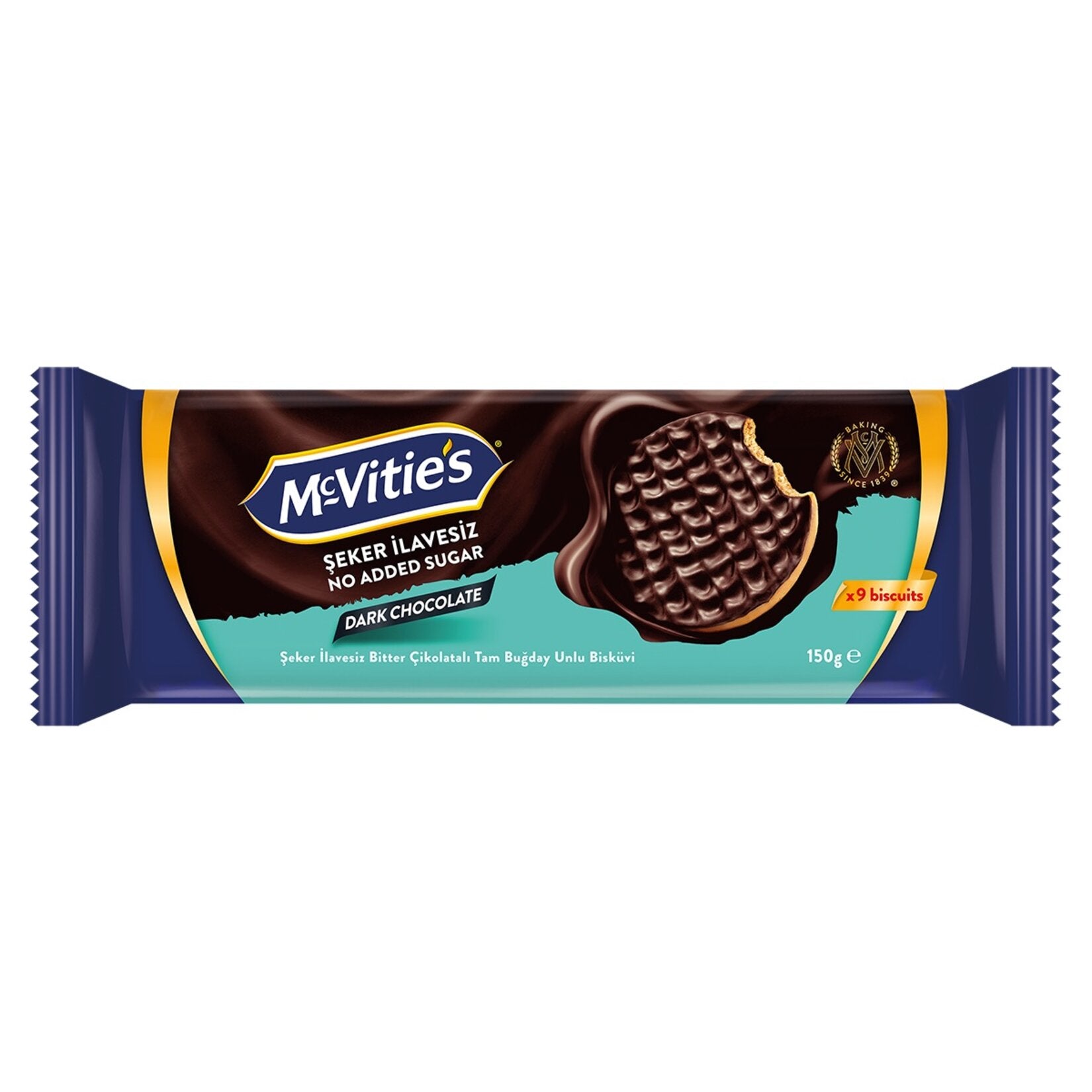 McVitie's Digestive Zero Dark Chocolate Coated Biscuit (McVitie's Digestive Zero Bitter Çikolata Kaplı Bisküvi) 150g