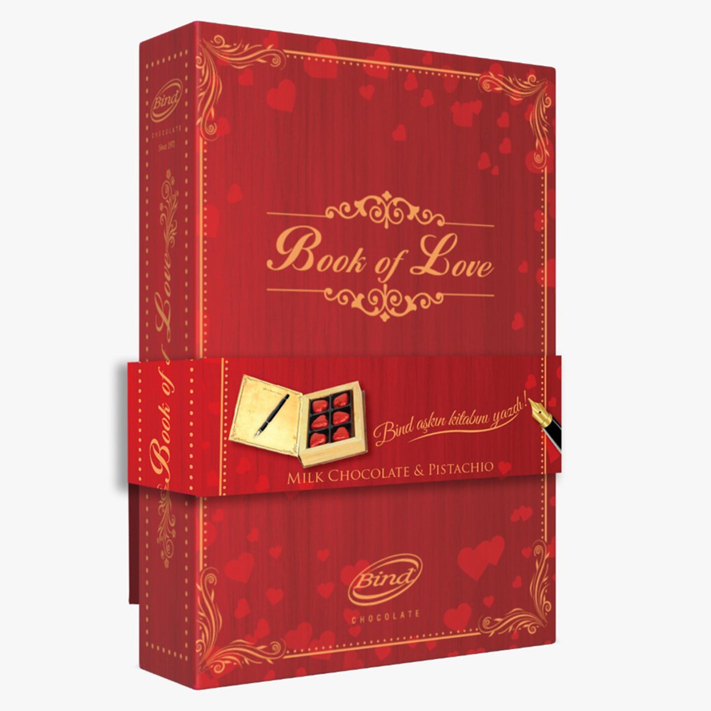 Bind Wrote the Book of Love Pistachio Milk Chocolate (Aşkın Kitabını Yazdı Antep Fıstıklı Sütlü Çikolata) 90 G