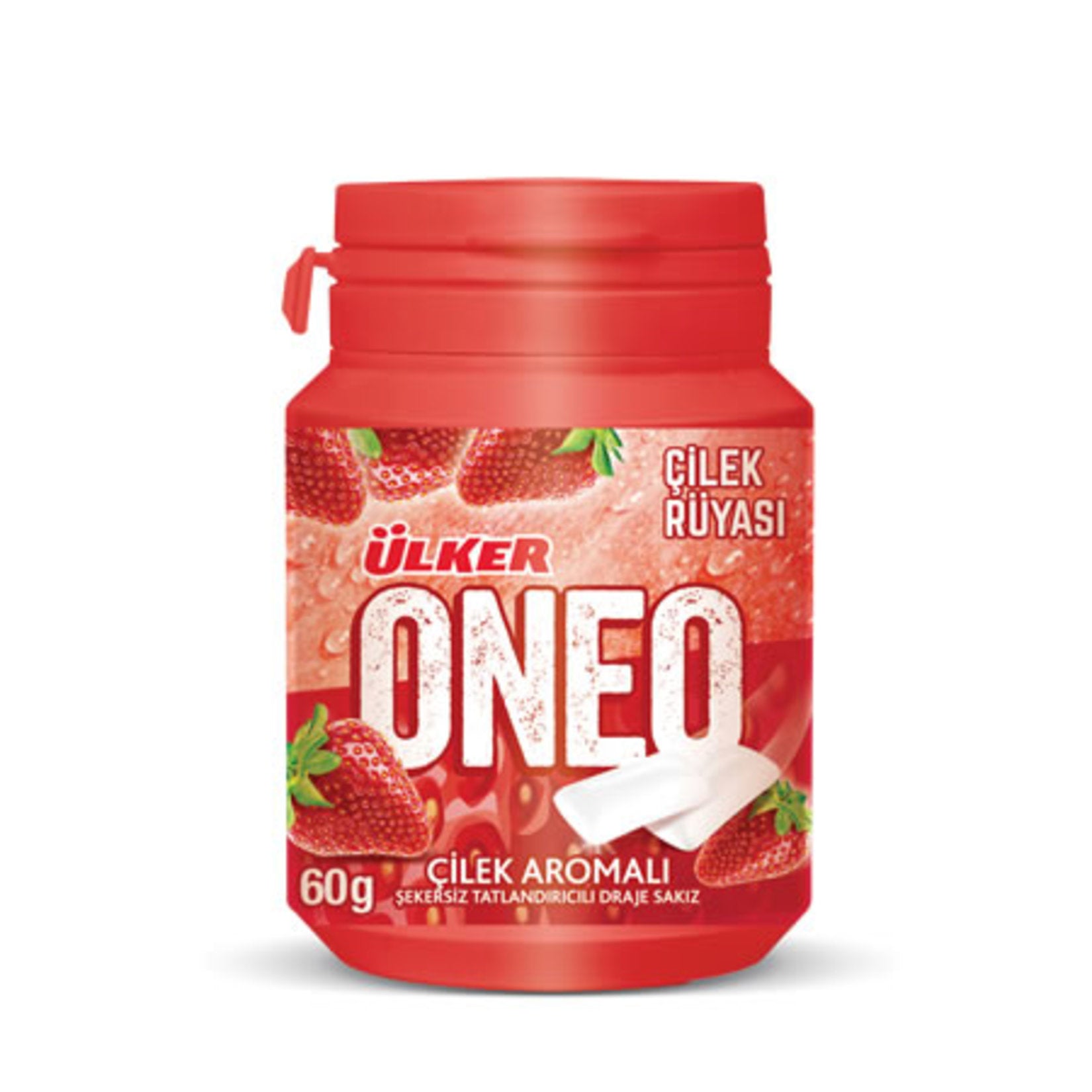Ülker Oneo Strawberry Flavored Bottle Chewing Gum 60g