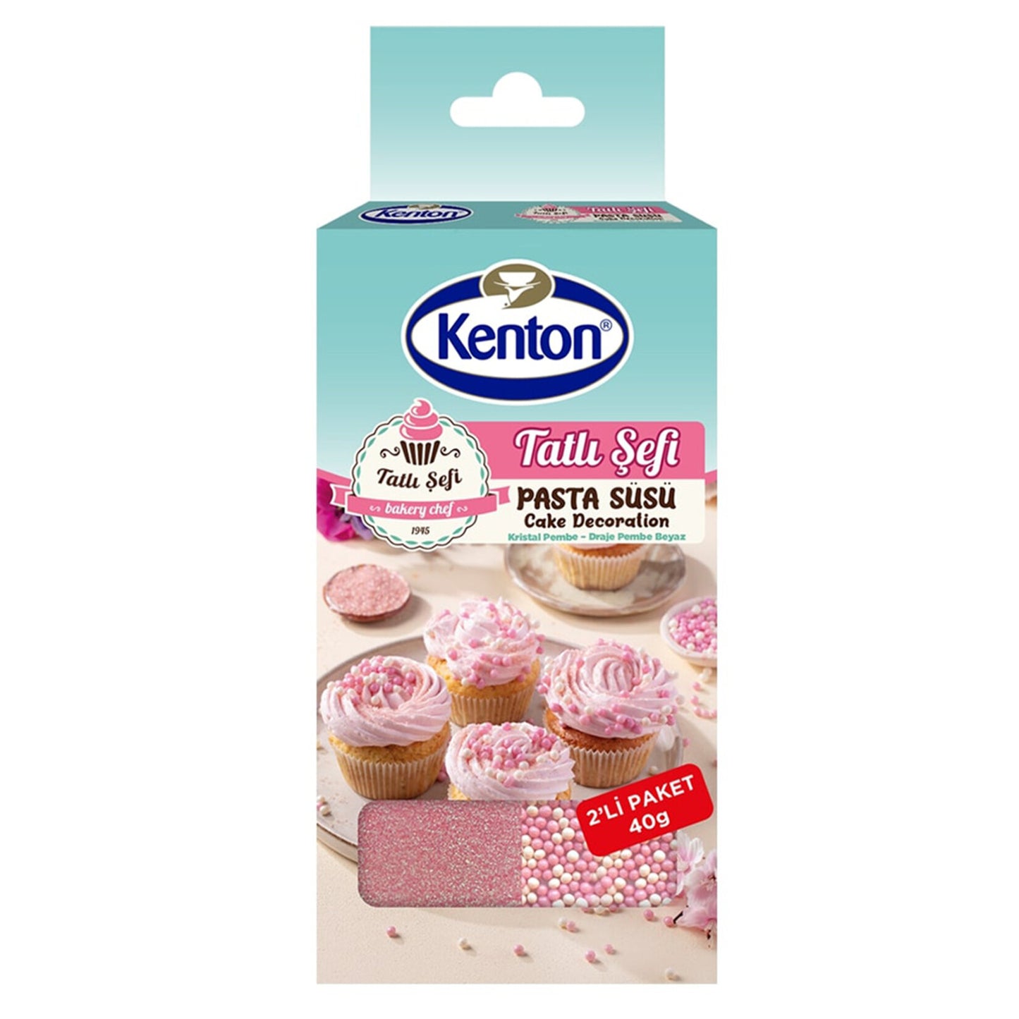 Kenton Pasta Süsü Pembe - Beyaz Draje 40 G