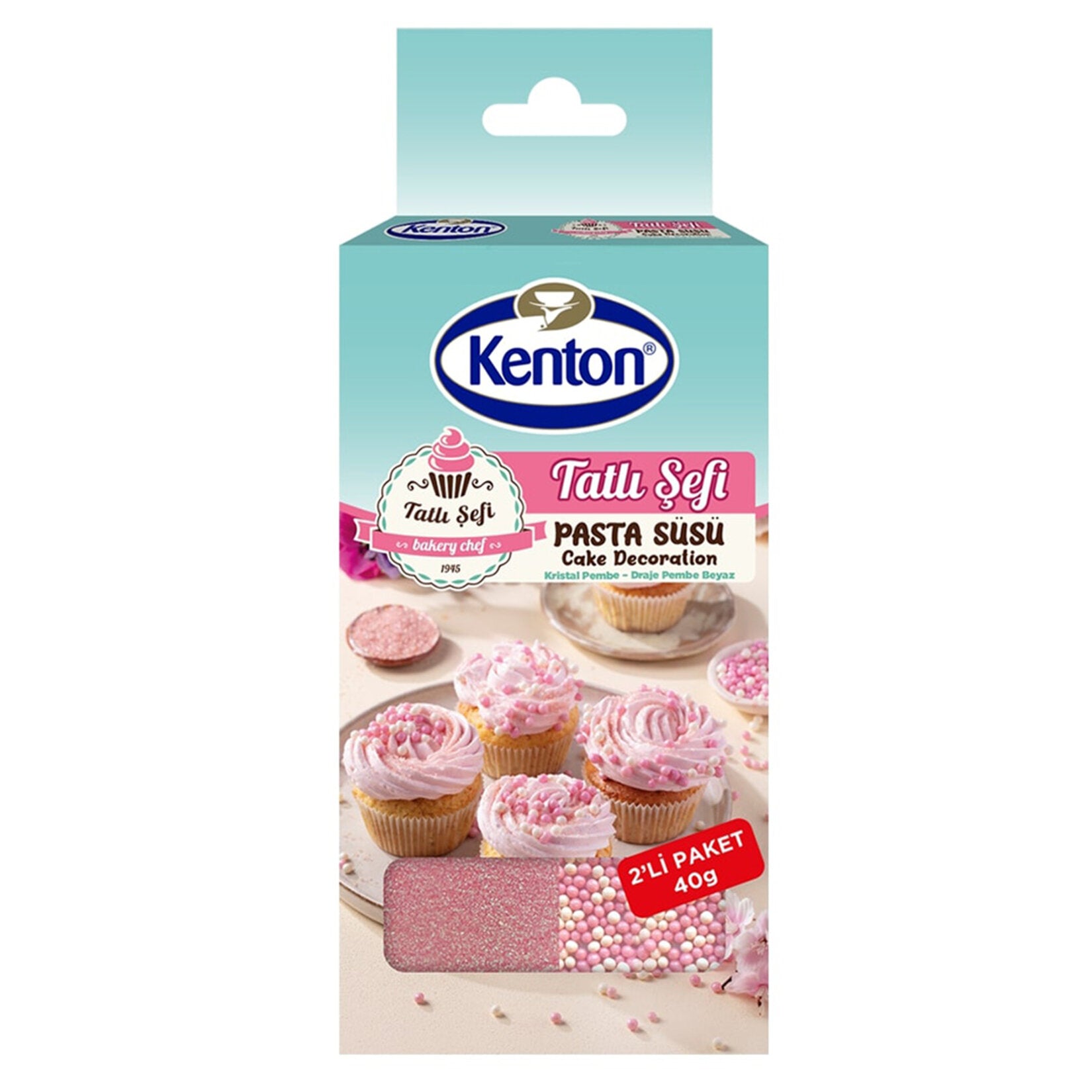 Kenton Pasta Süsü Pembe - Beyaz Draje 40 G