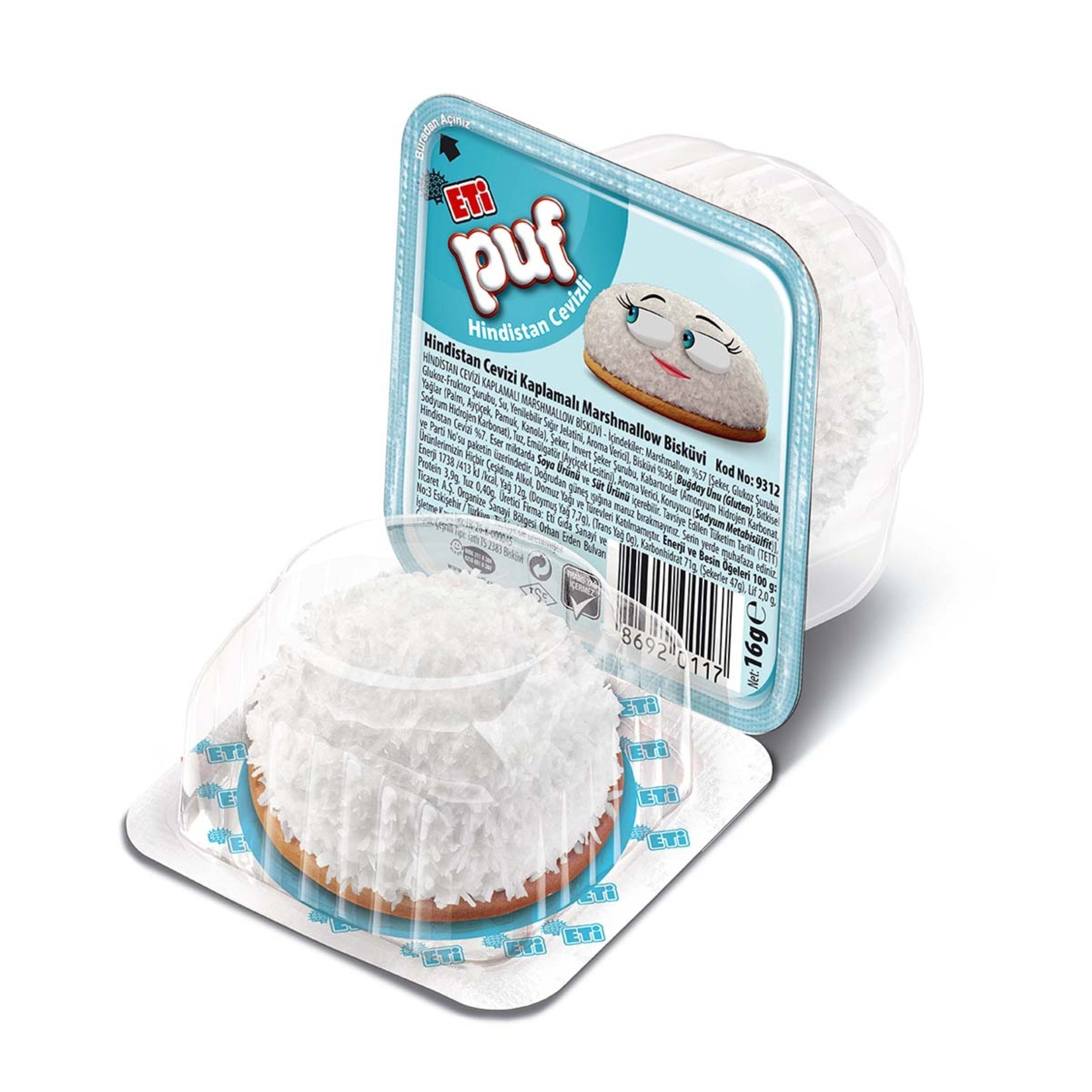 Eti Puff Coconut Biscuit (Puf Hindistan Cevizli Bisküvi) 16g