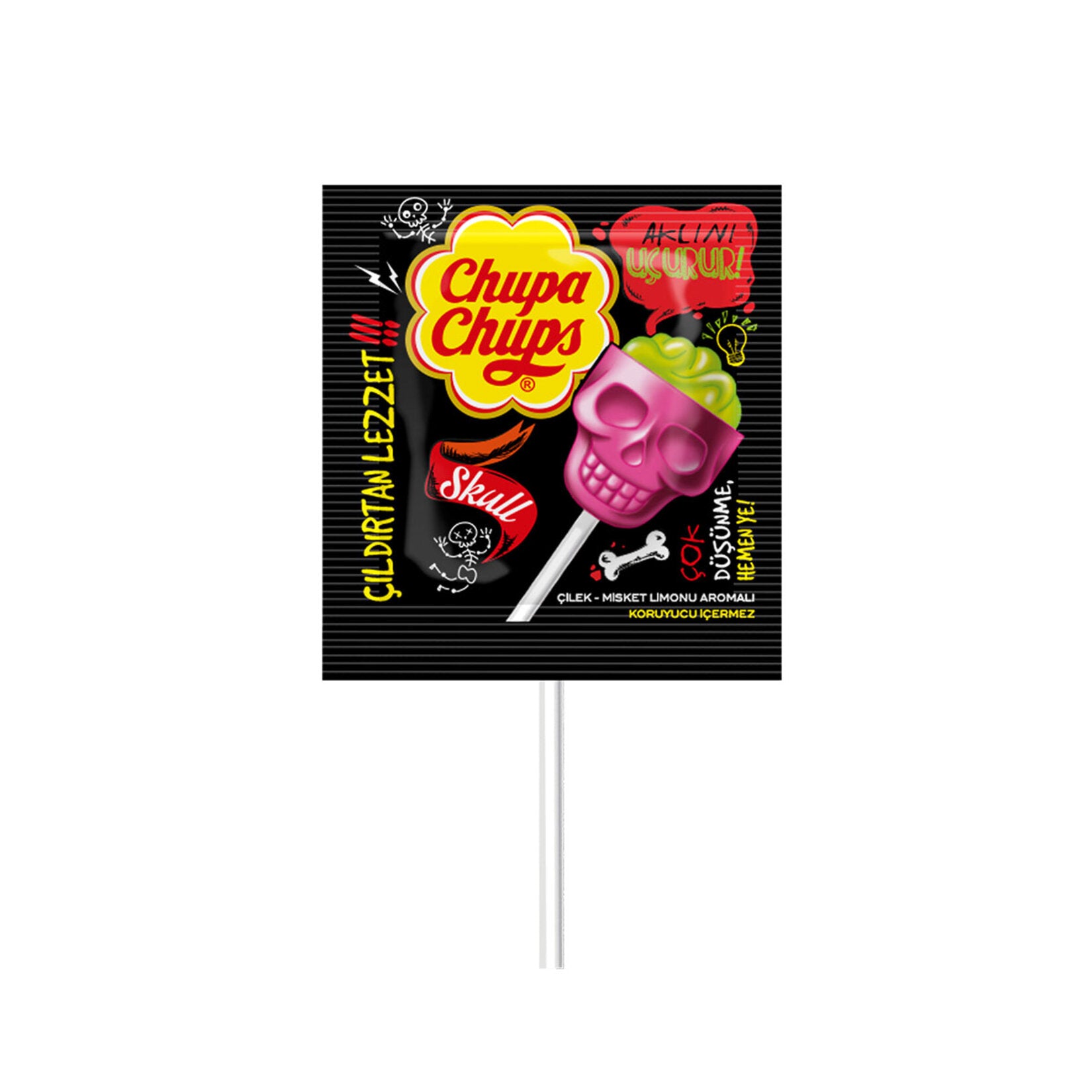 Chupa Chups Skull Strawberry & Lemon Flavored Lollipop 15 G