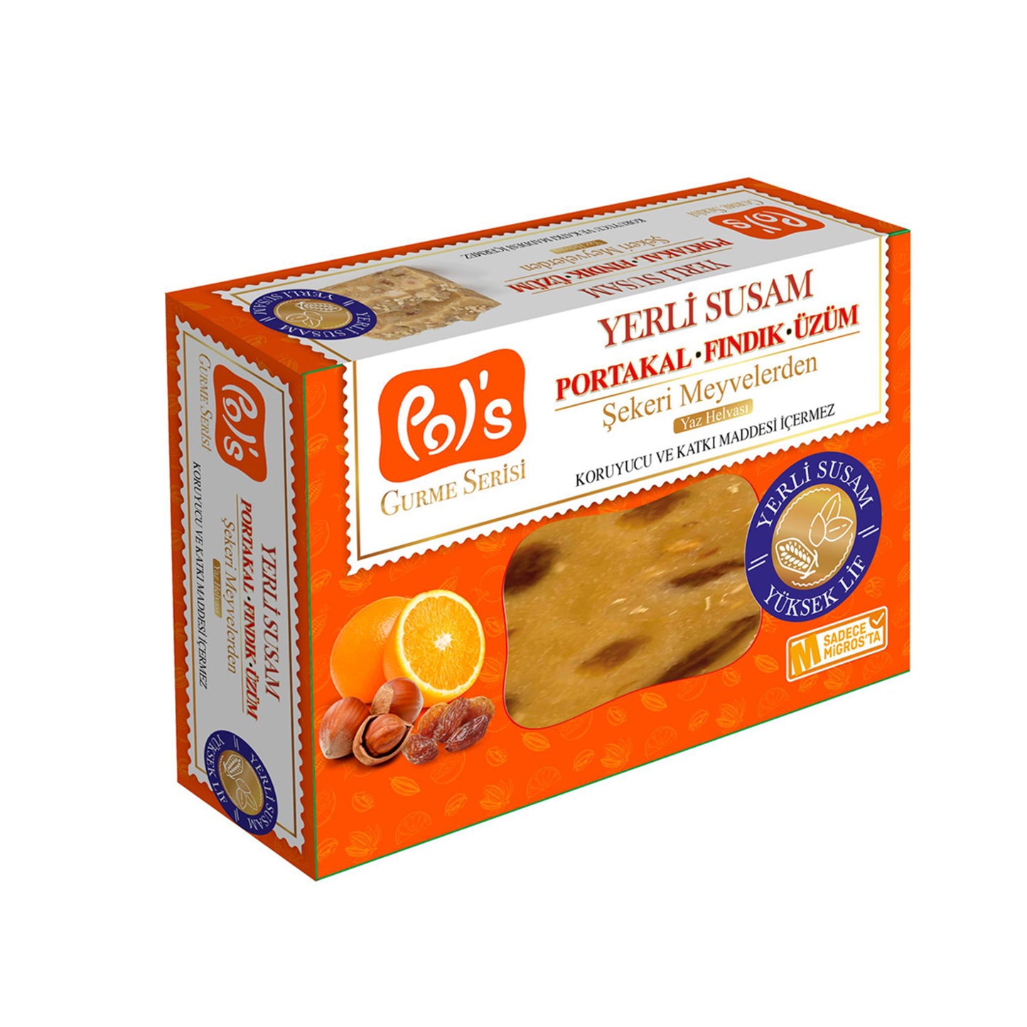Pol's Gurme Yerli Susam Portakal Fındık Üzümlü Yaz Helva 350 G