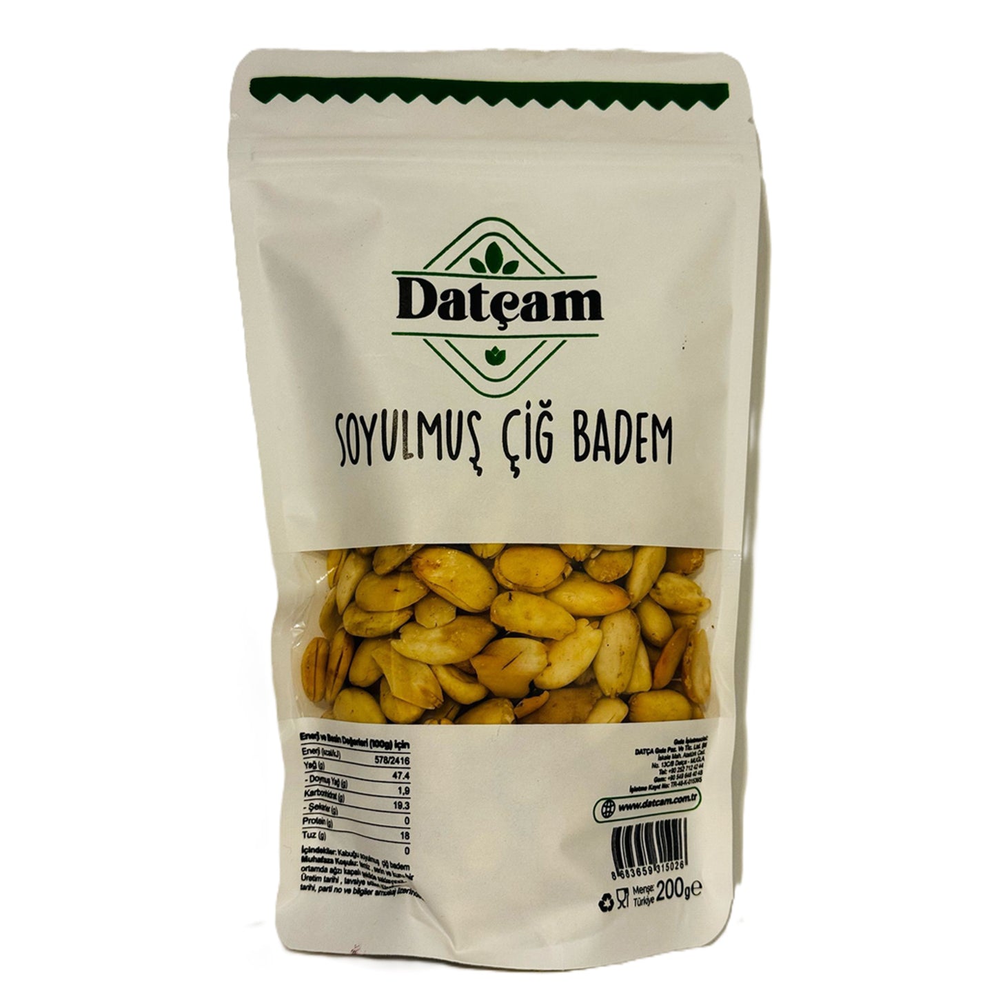Datçam Shelled Raw Almonds (Datçam Soyulmuş Çiğ Badem) 200 G