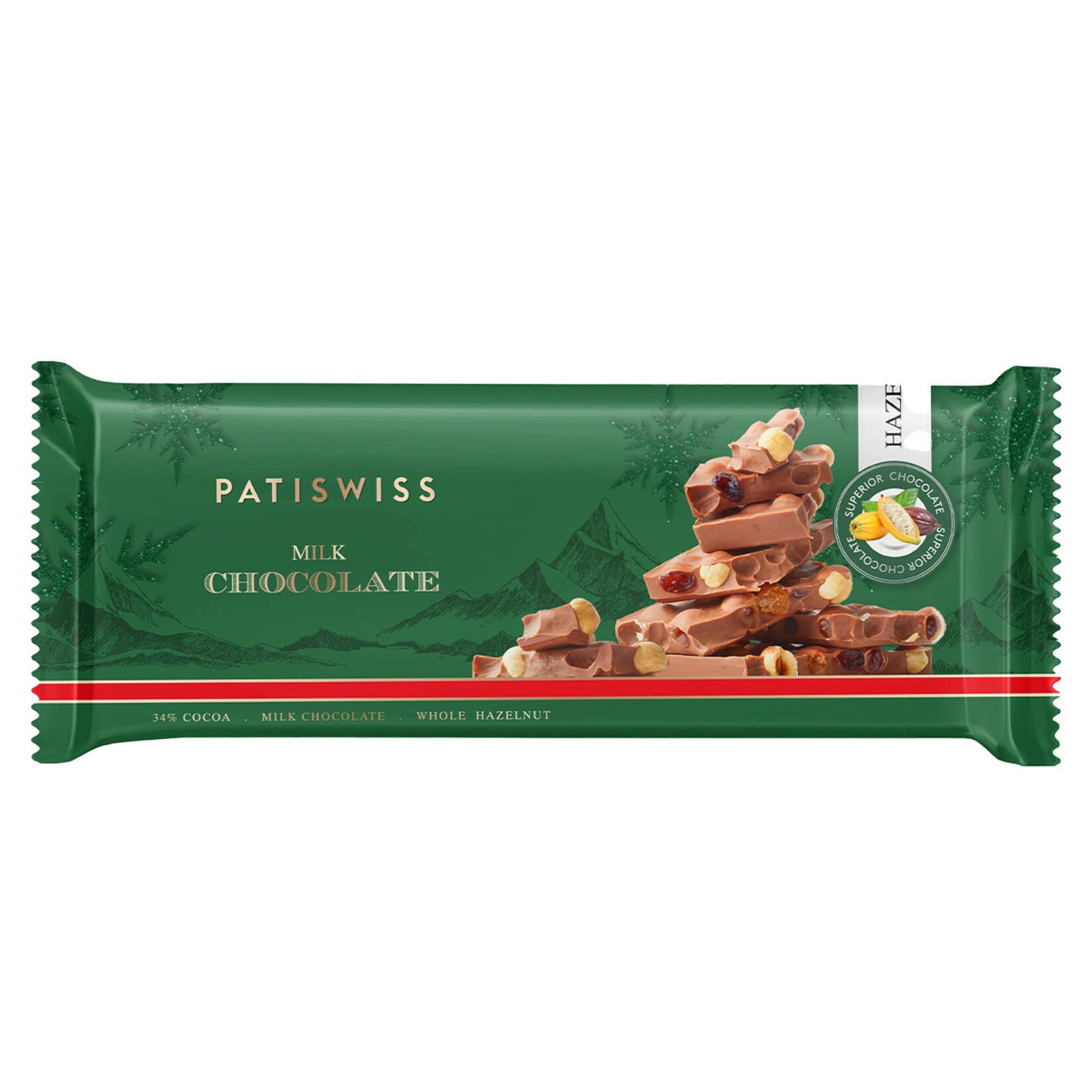 Patiswiss Whole Hazelnut (fındık) Milk Chocolate with Raisins (kuru üzüm) 300 G