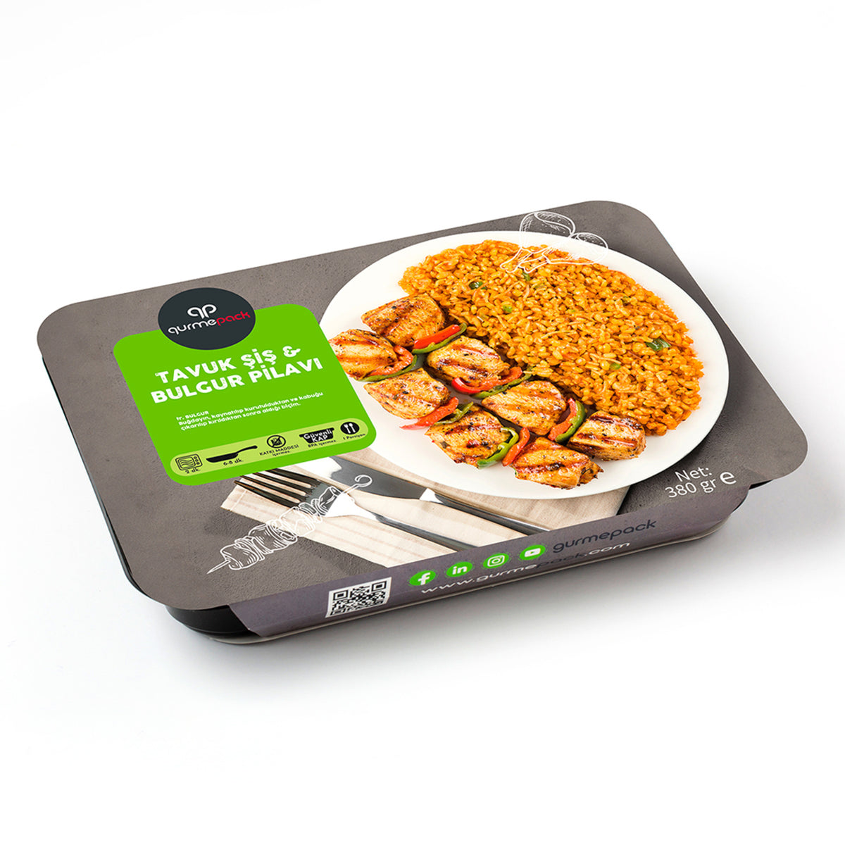 Gurmepack Chicken Skewers & Bulgur Pilaf (Tavuk Şiş & Bulgur Pilavı) 380g