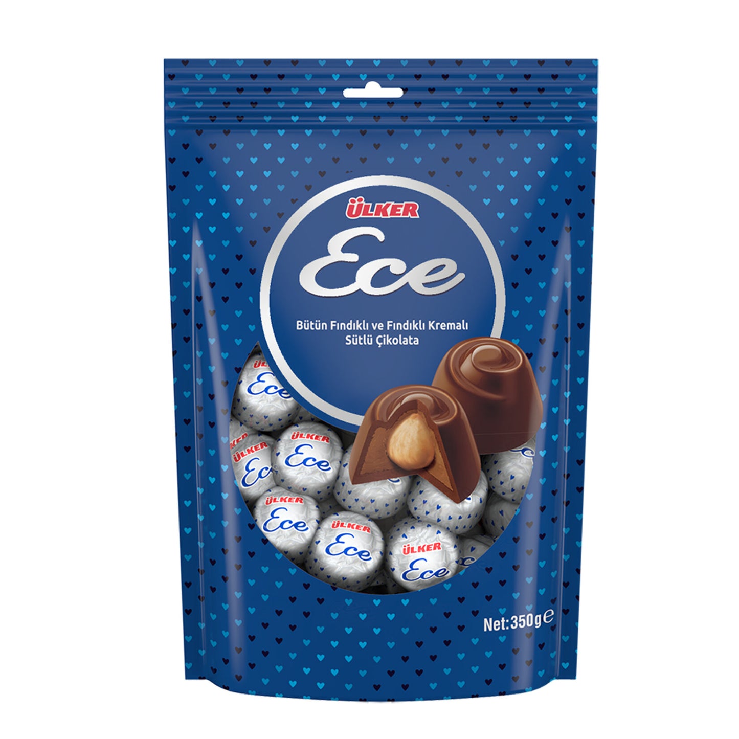 Ülker Ece Hazelnut and Hazelnut Cream Milk Chocolate (Fındıklı ve Fındık Kremalı Sütlü Çikolata) 350g