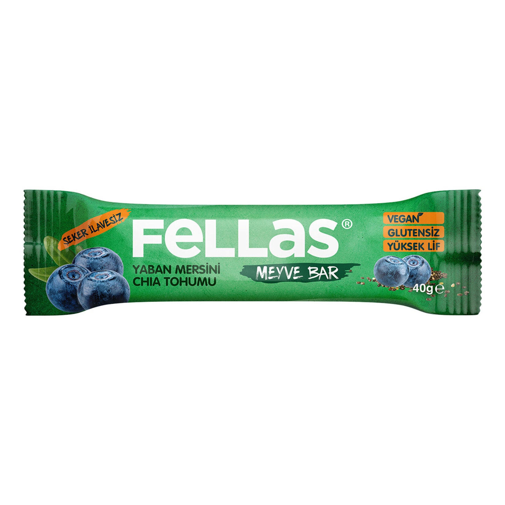 Fellas Chia and Blueberry Fruit Bar (Chia ve Yaban Mersinli Meyve Bar) 40 G