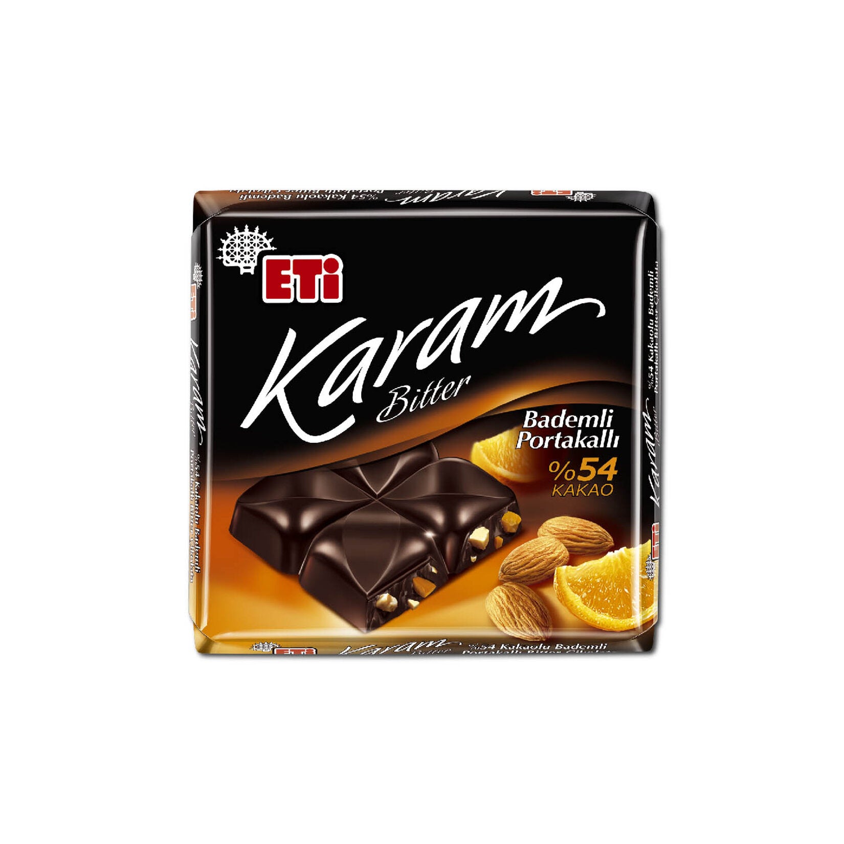 Eti Karam %54 Cocoa Almond Orange Dark Chocolate (Karam %54 Kakaolu Bademli Portakallı Bitter Çikolata) 60 g