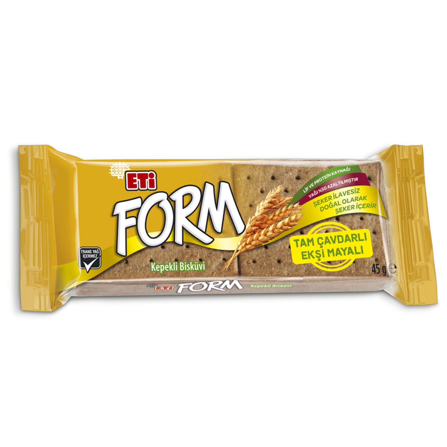 Eti Form Whole Grain Sourdough Wheat Biscuit (Tam Çavdarlı Ekşi Mayalı Bisküvi) 45 G