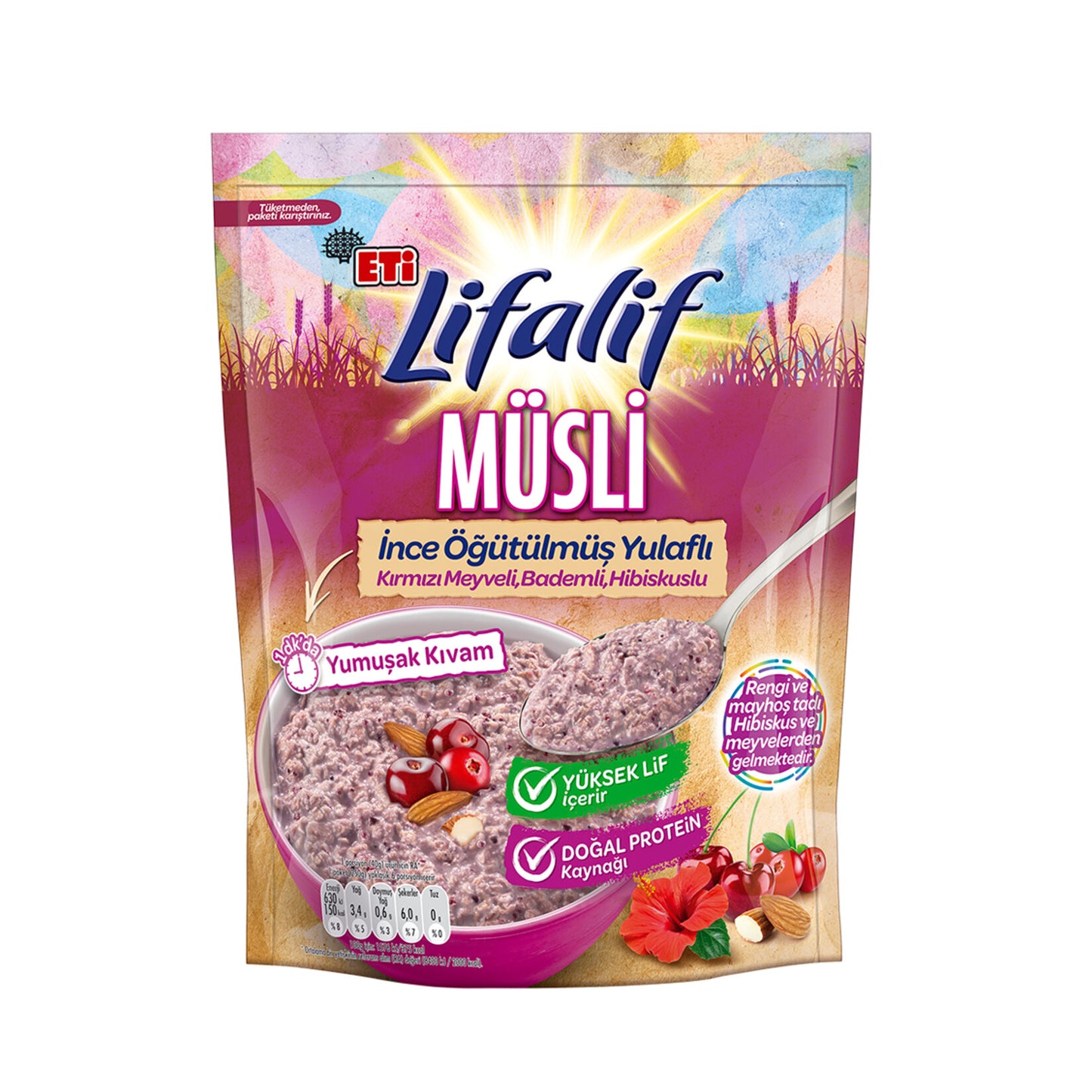 Eti Lifalif Finely Ground Muesli with Hibiscus (İnce Öğütülmüş Müsli Hibiskuslu) 250g