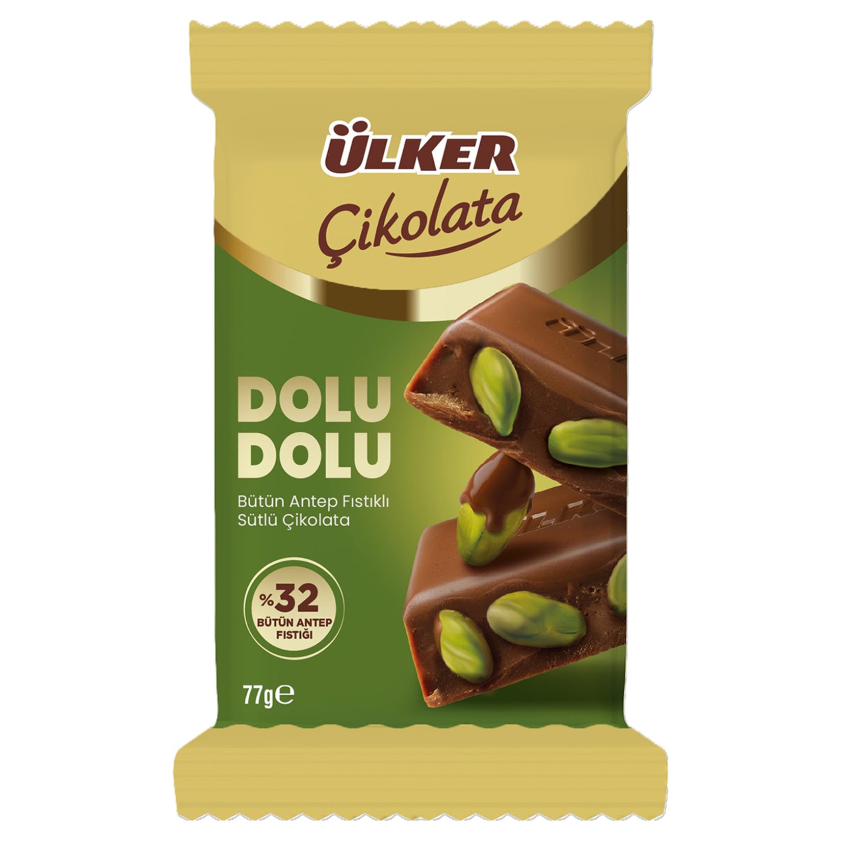Ülker Chocolate Filled with Pistachio (Çikolata Dolu Dolu Antep Fıstıklı) 77 G