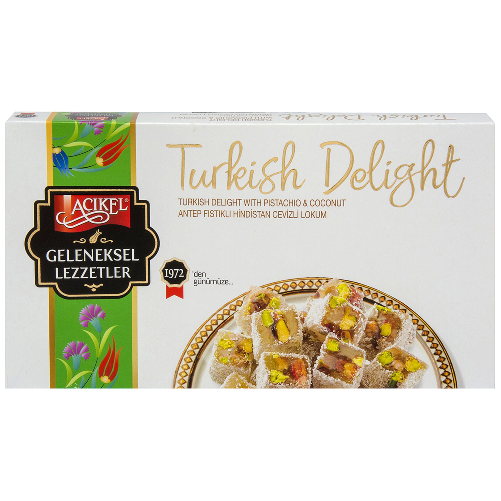 Açıkel Pistachio (Antep Fıstığı) Coconut Turkish Delight (Lokum) 275g
