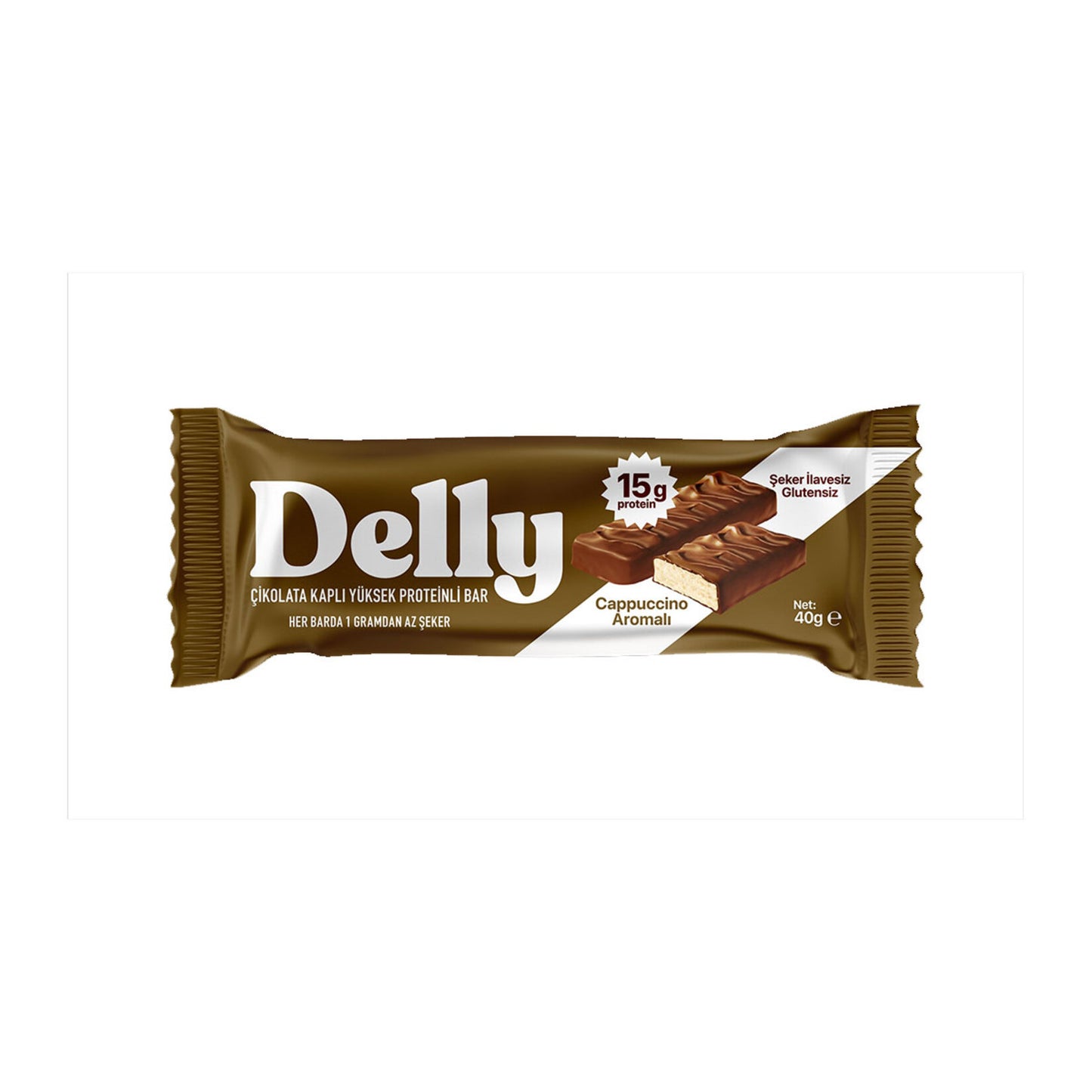 Delly Cappuccino Flavored Protein Bar (Aromalı Protein Bar) 40 G